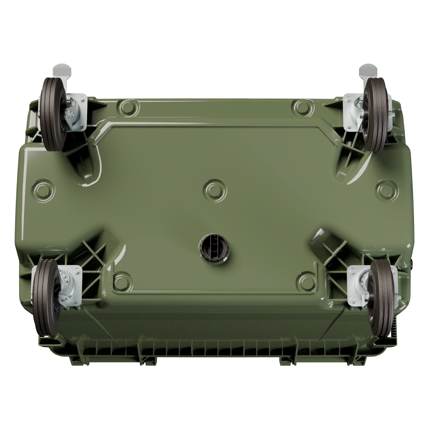 Мусорный контейнер 770 л iPlast зелёный 4-колёсный с зелёной крышкой