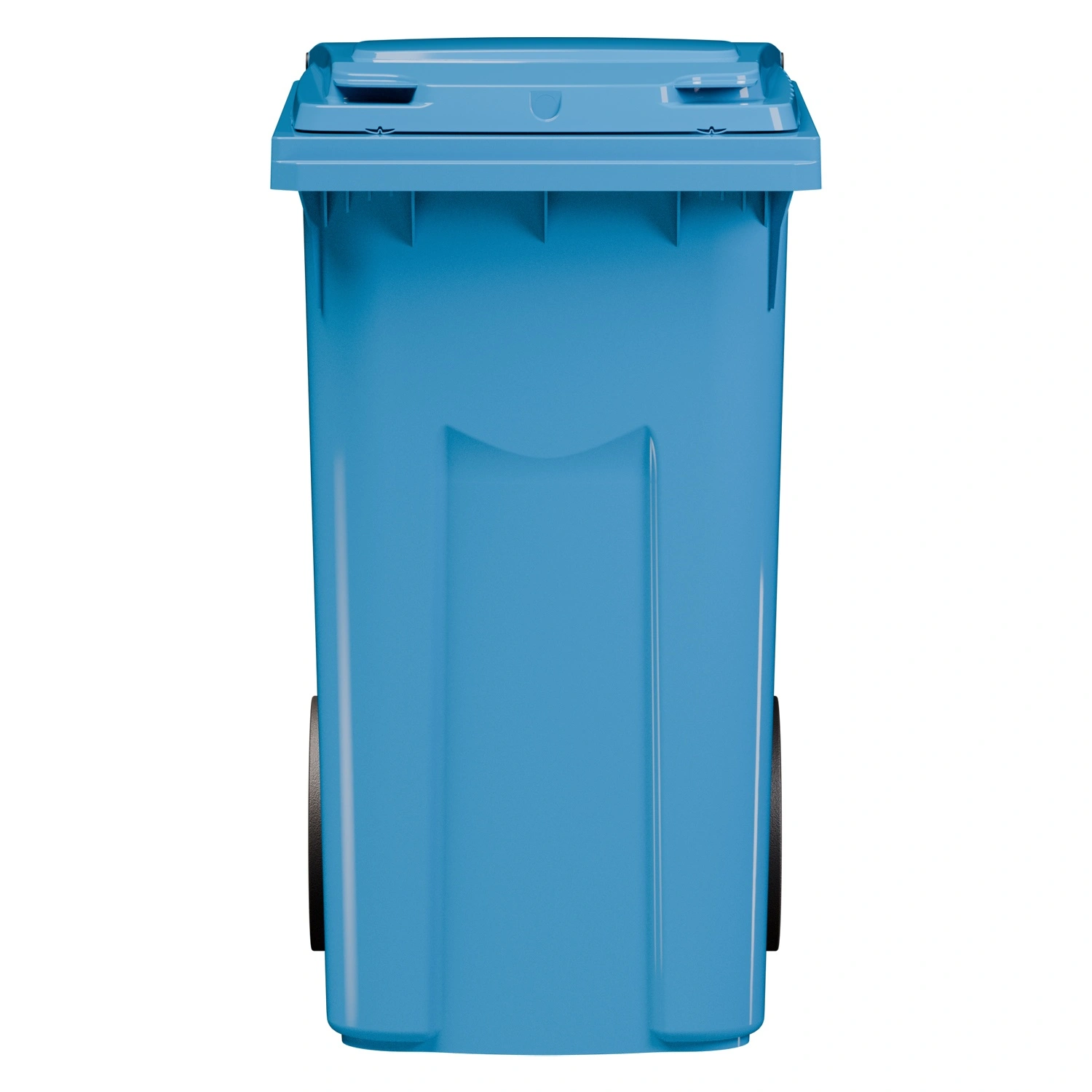Мусорный контейнер 360 л iPlast тёмно-голубой 2-колёсный (д. 300 мм) с тёмно-голубой крышкой