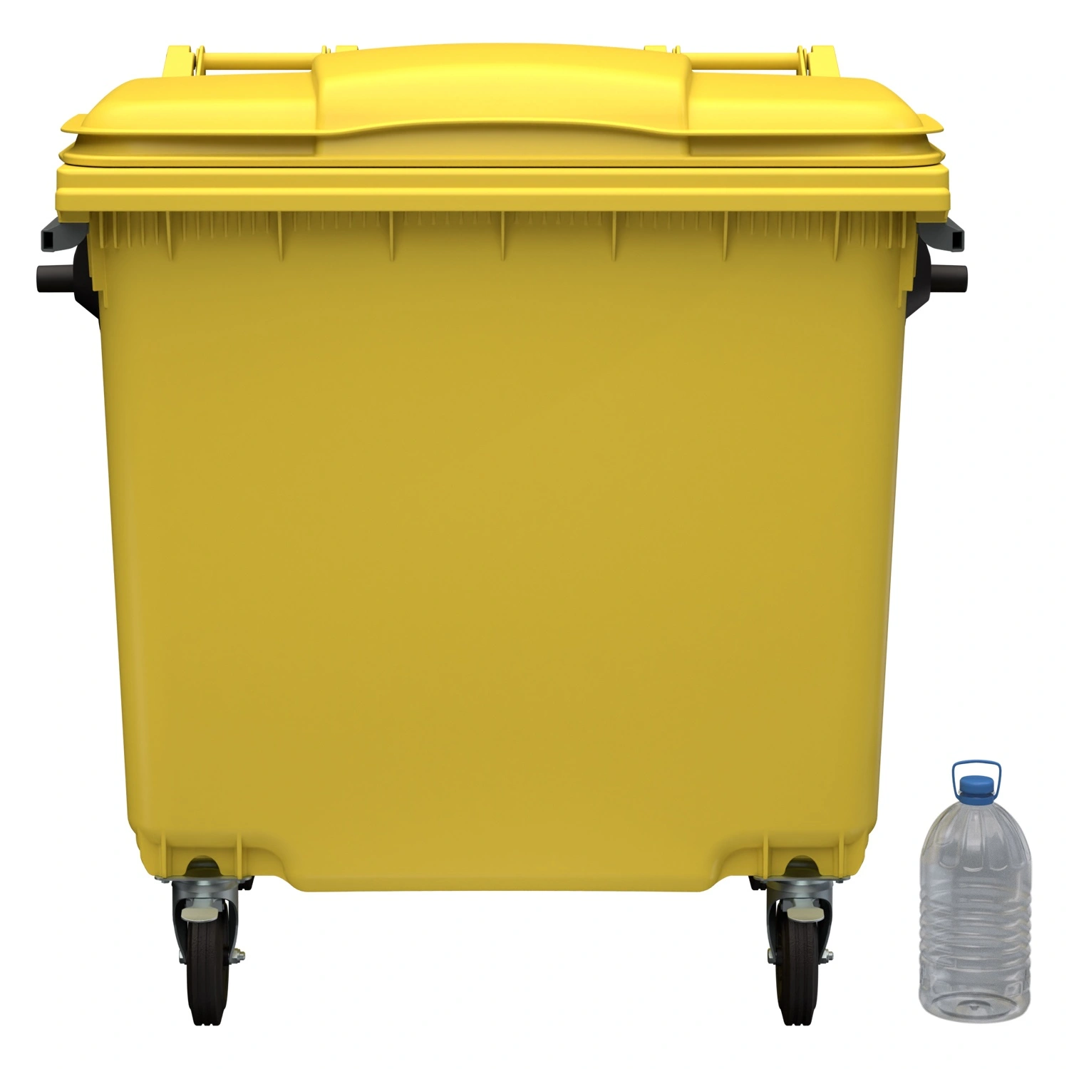 Мусорный контейнер 1100 л iPlast жёлтый 4-колёсный с жёлтой крышкой без педали