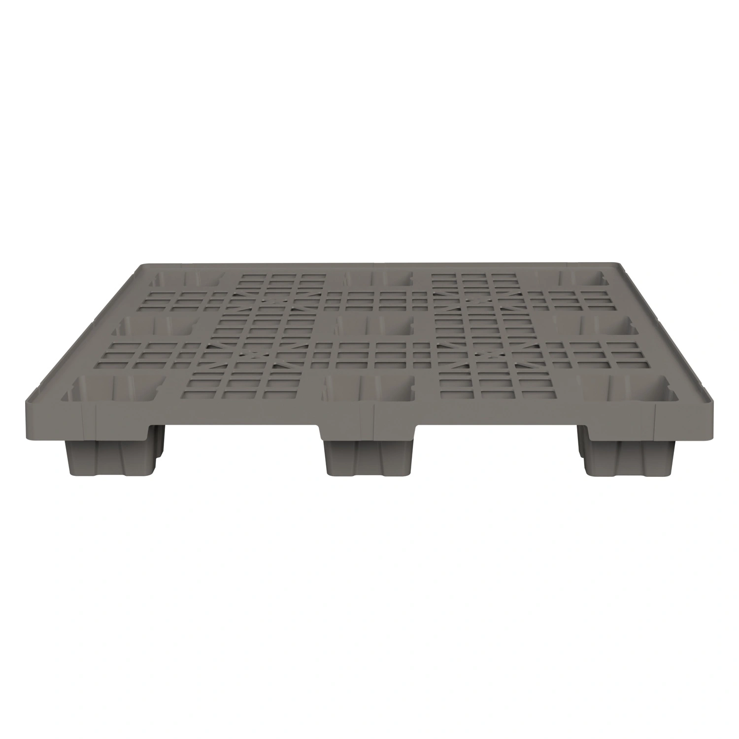 Пластиковый паллет 1100x1100x140 мм iPlast серый перфорированный на ножках с бортиком