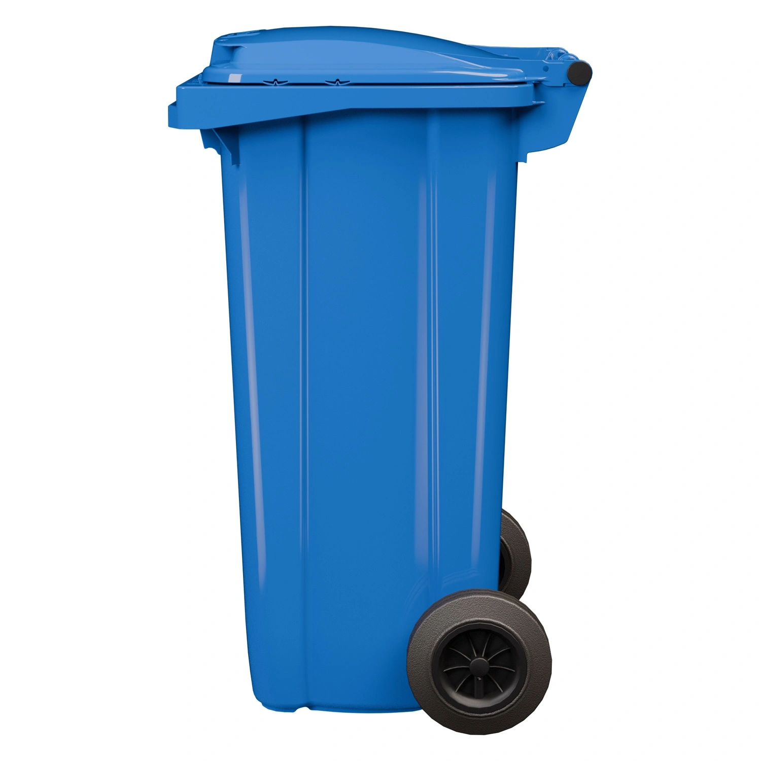 Мусорный контейнер 120 л iPlast синий 2-колёсный (д. 200 мм) с синей крышкой