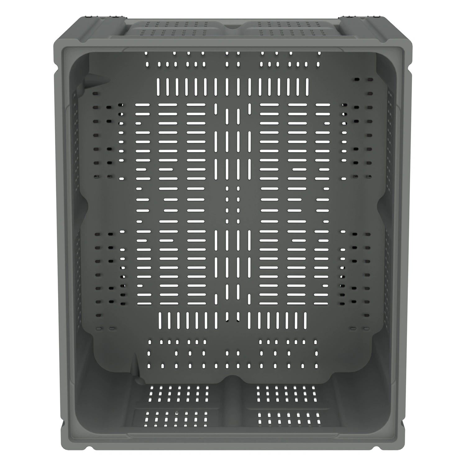 Большой контейнер 1200x1000x780 мм iPlast iBOX светло-серый c перфорированными стенками и дном, на полозьях