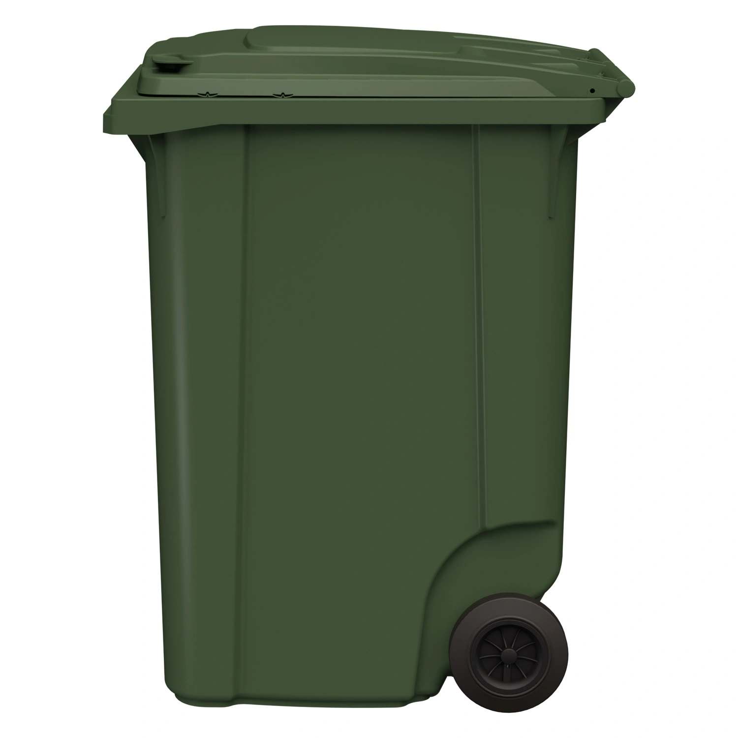 Мусорный контейнер 360 л iPlast зелёный 2-колёсный (д. 200 мм) с зелёной крышкой