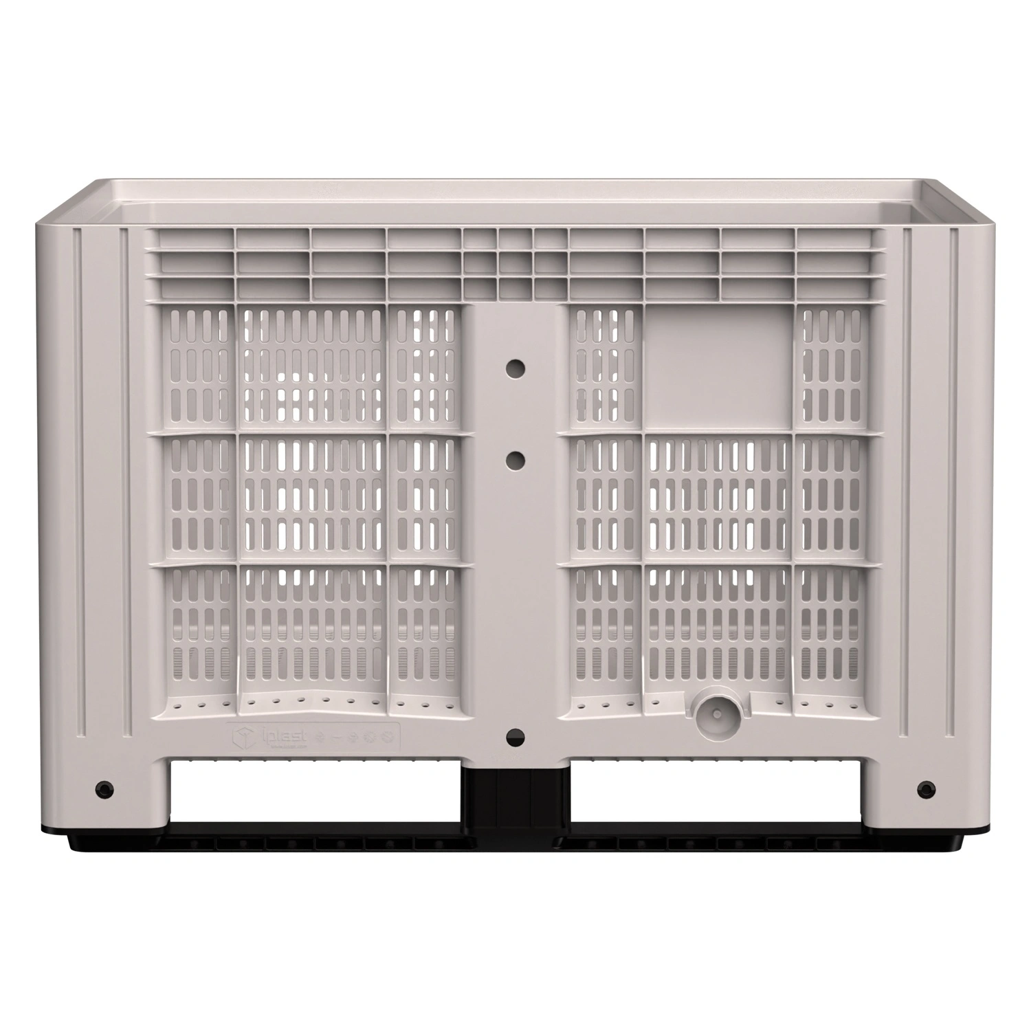 Большой контейнер 1200x800x800 мм iPlast iBOX светло-серый c перфорированными стенками и дном, на полозьях