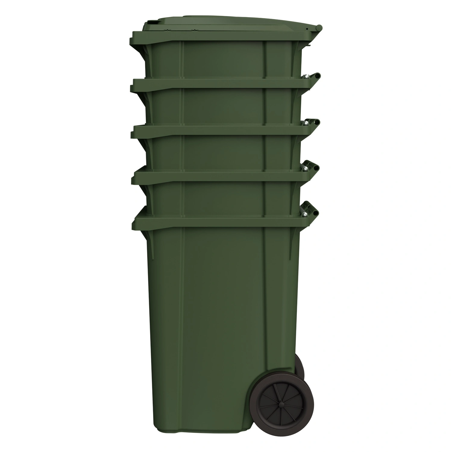 Мусорный контейнер 360 л iPlast зелёный 2-колёсный (д. 300 мм) с зелёной крышкой