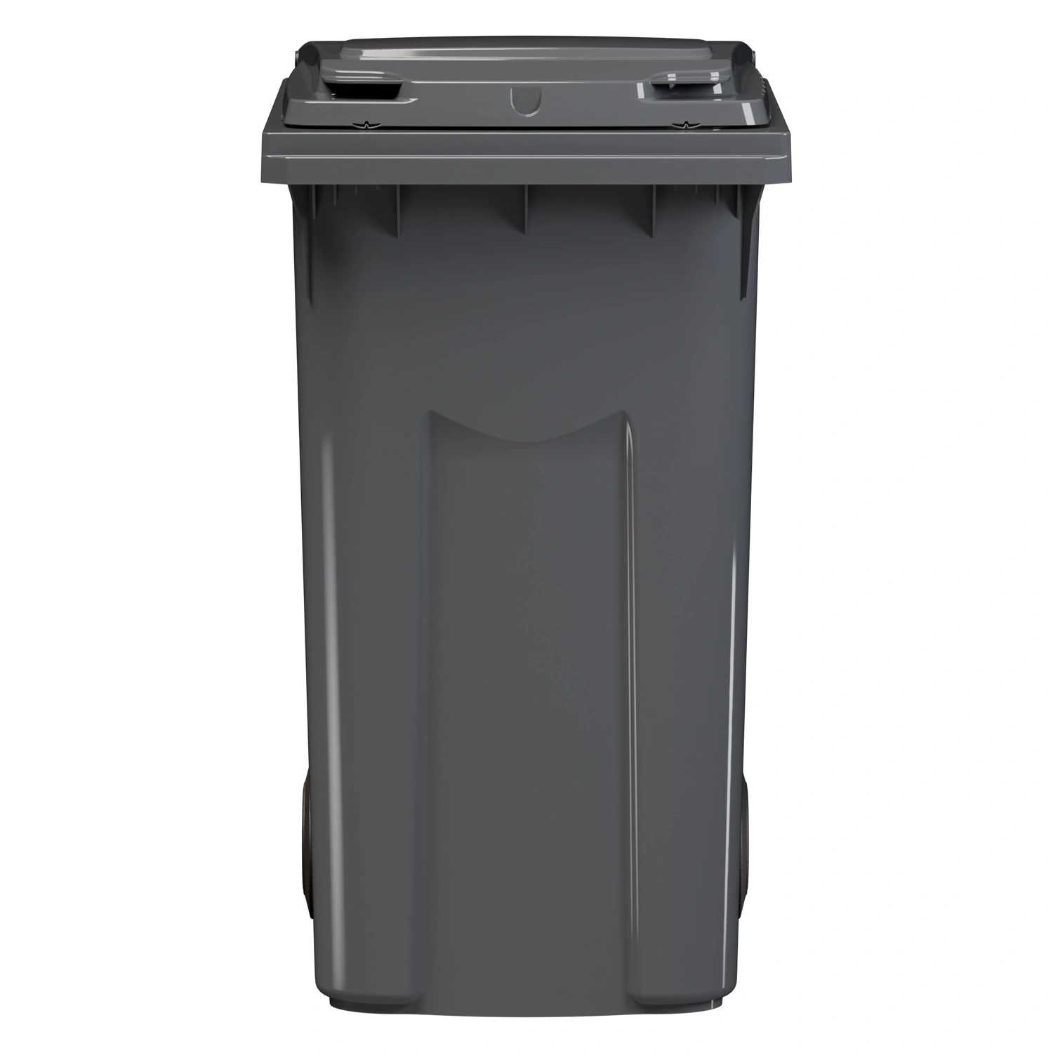 Мусорный контейнер 360 л iPlast тёмно-серый 2- колёсный (д. 200 мм) с тёмно-серой крышкой