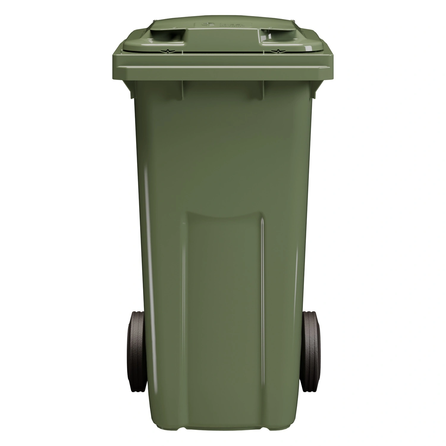 Мусорный контейнер 120 л iPlast зелёный 2-колёсный (д. 200 мм) с зелёной крышкой NEW (20.805)