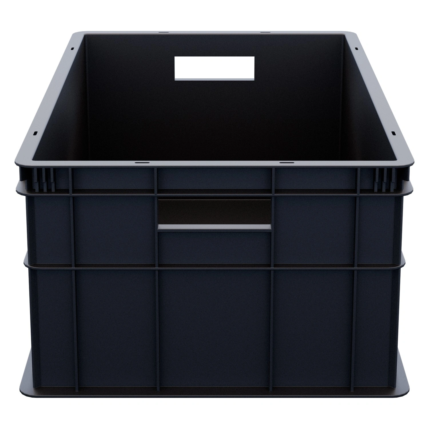 Пищевой ящик универсальный 600х400х259 мм iPlast чёрный ЭКО со сплошными стенками и дном