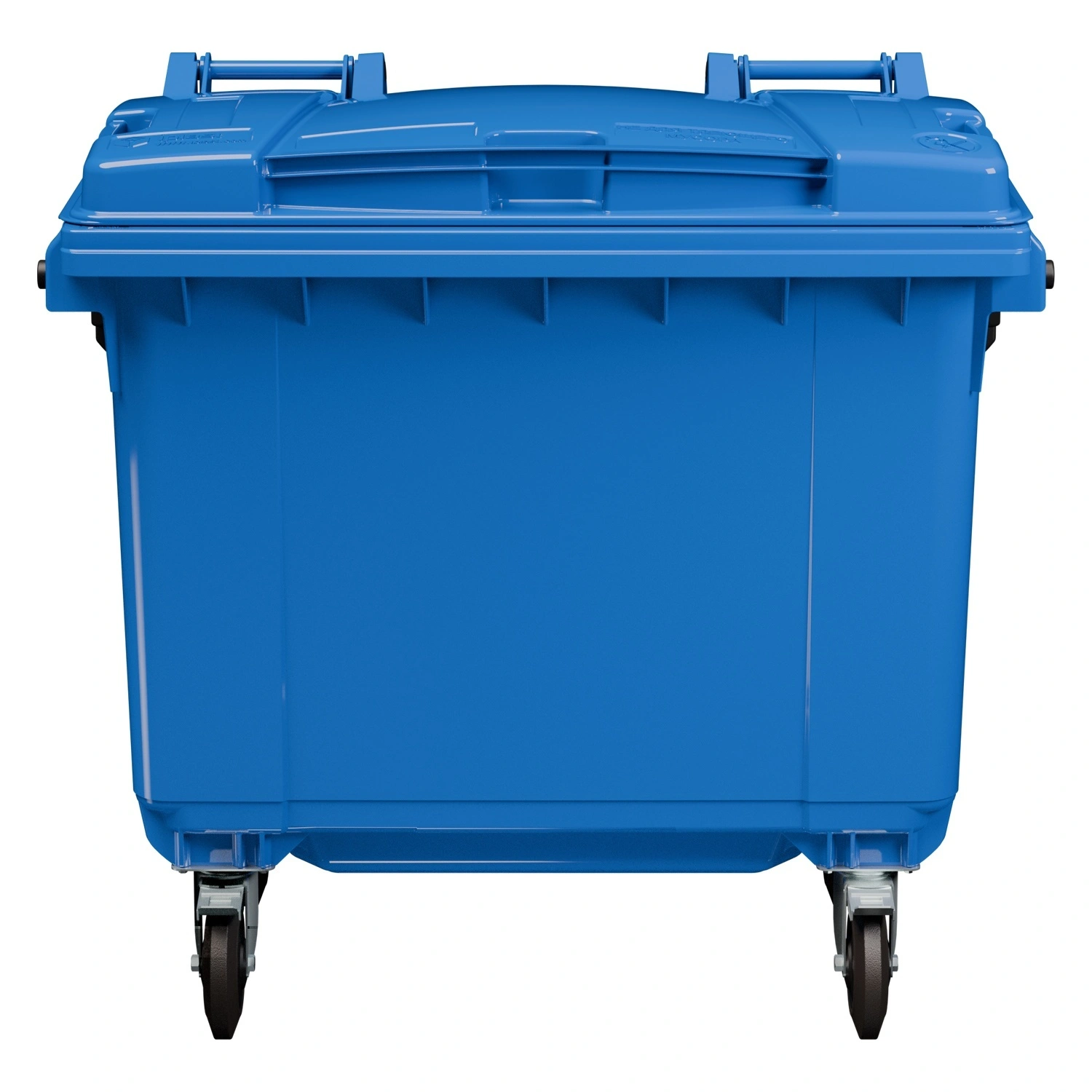 Мусорный контейнер 660 л iPlast синий 4-колёсный с синей крышкой