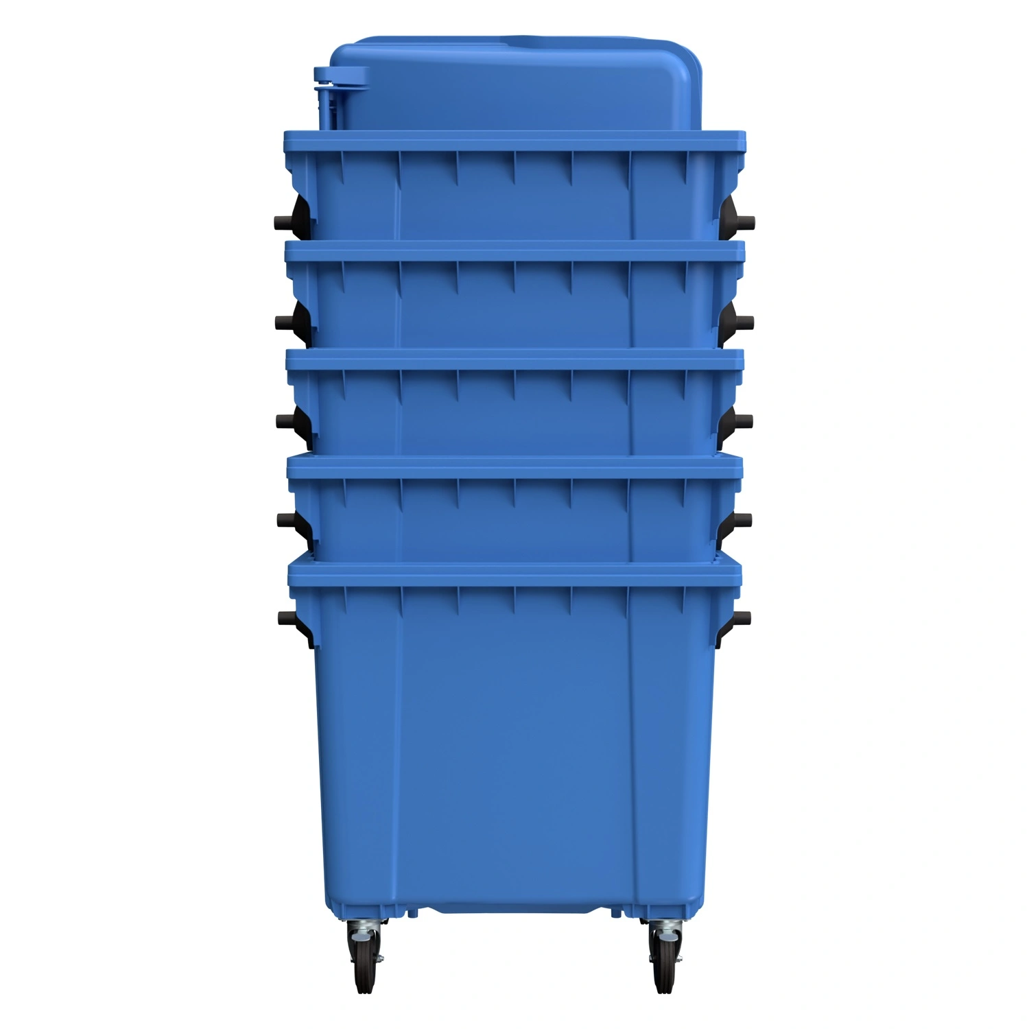 Мусорный контейнер 1100 л iPlast тёмно-голубой 4-колёсный с тёмно-голубой крышкой N2 (20.807.2)