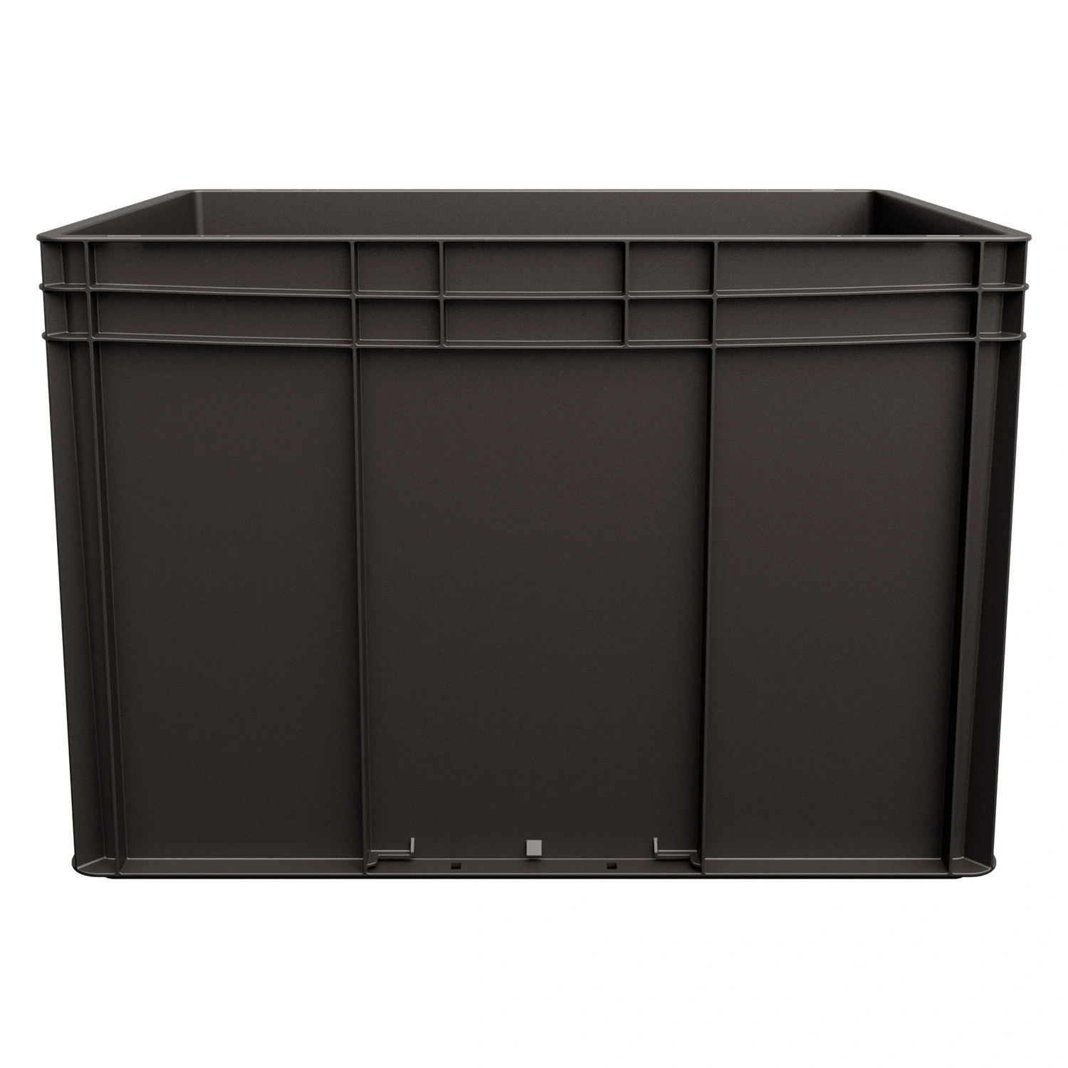 Евроконтейнер ЕС-6442.2 600х400х420 мм iPlast чёрный ЭКО со сплошным дном, закрытыми ручками