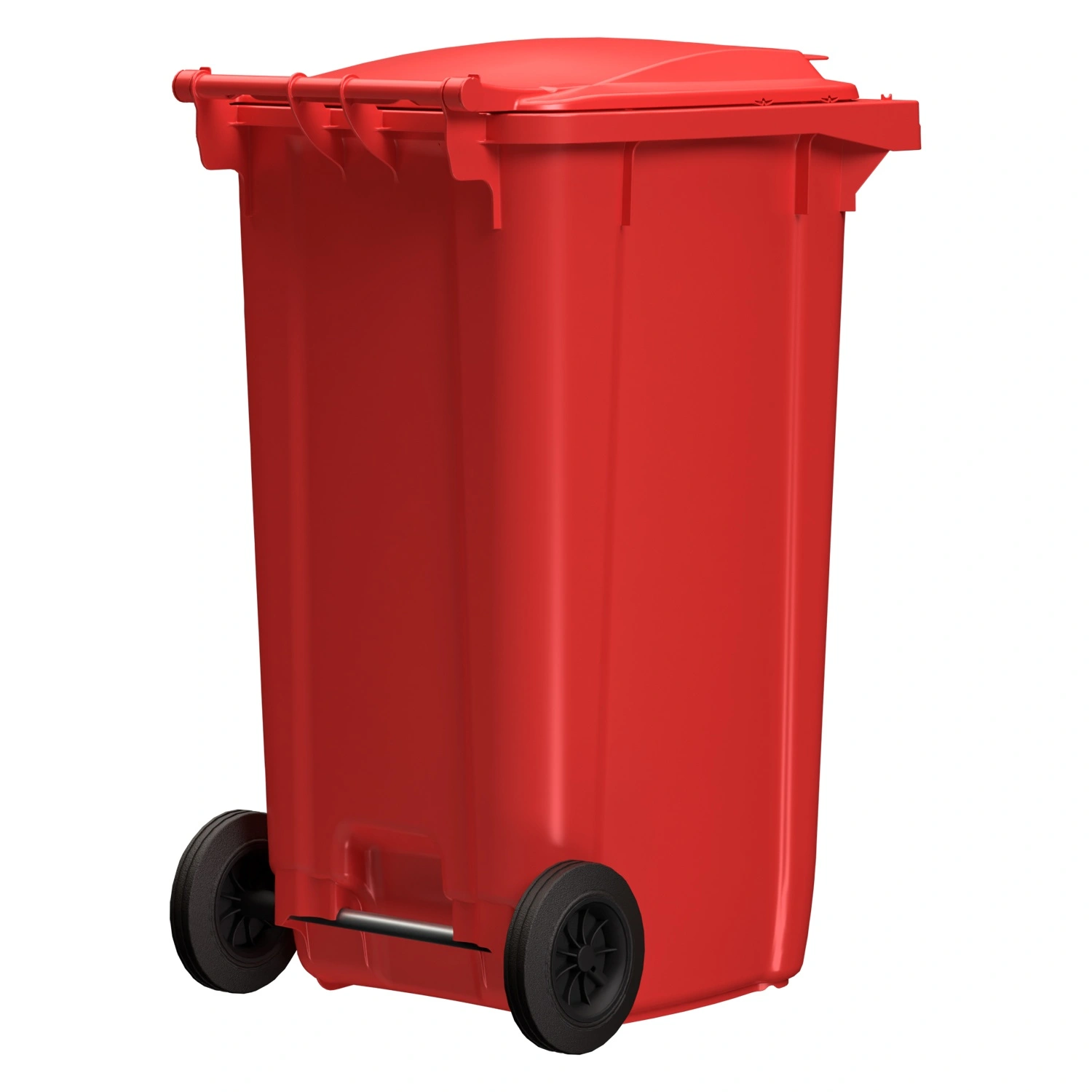 Мусорный контейнер 240 л iPlast красный 2-колёсный (д. 200 мм) с красной крышкой NEW (20.808)