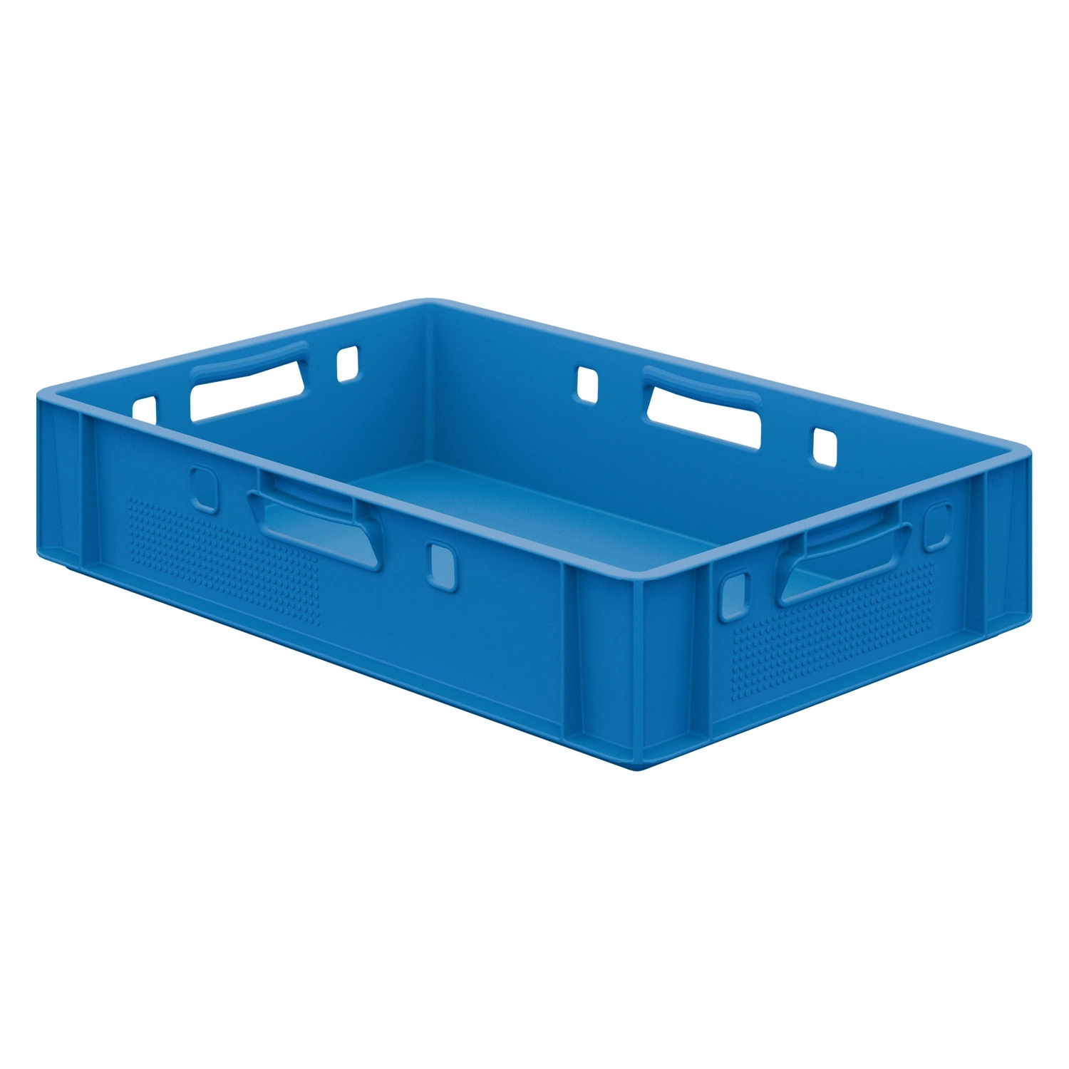 Пищевой ящик универсальный FK-6412 600х400х120 мм iPlast голубой со сплошными стенками и дном