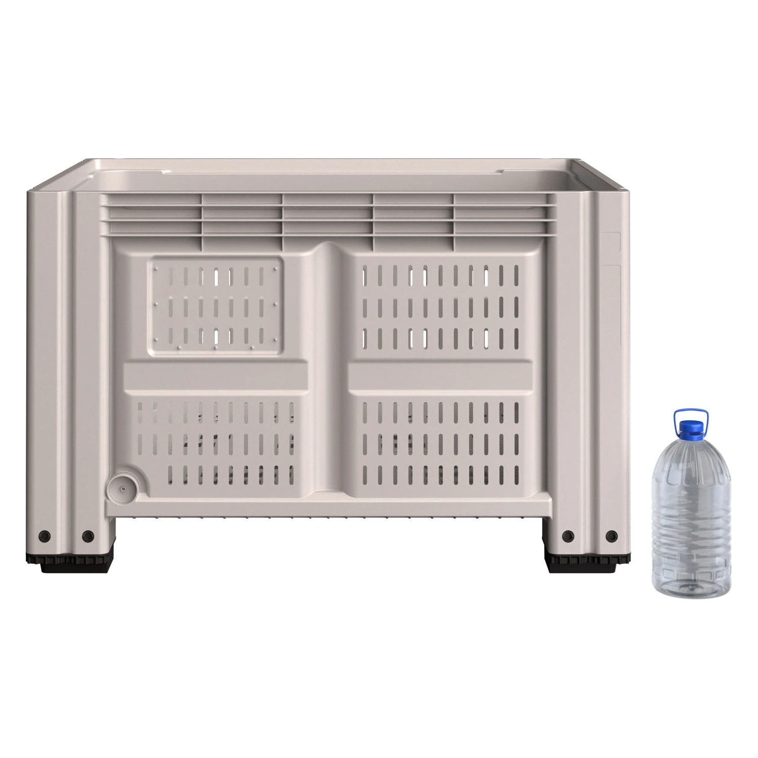 Большой контейнер 1200x1000x760 мм iPlast iBOX светло-серый c перфорированными стенками и дном, на ножках Большой контейнер 1200x1000x760 мм iPlast iBOX светло-серый c перфорированными стенками и дном, на ножках
