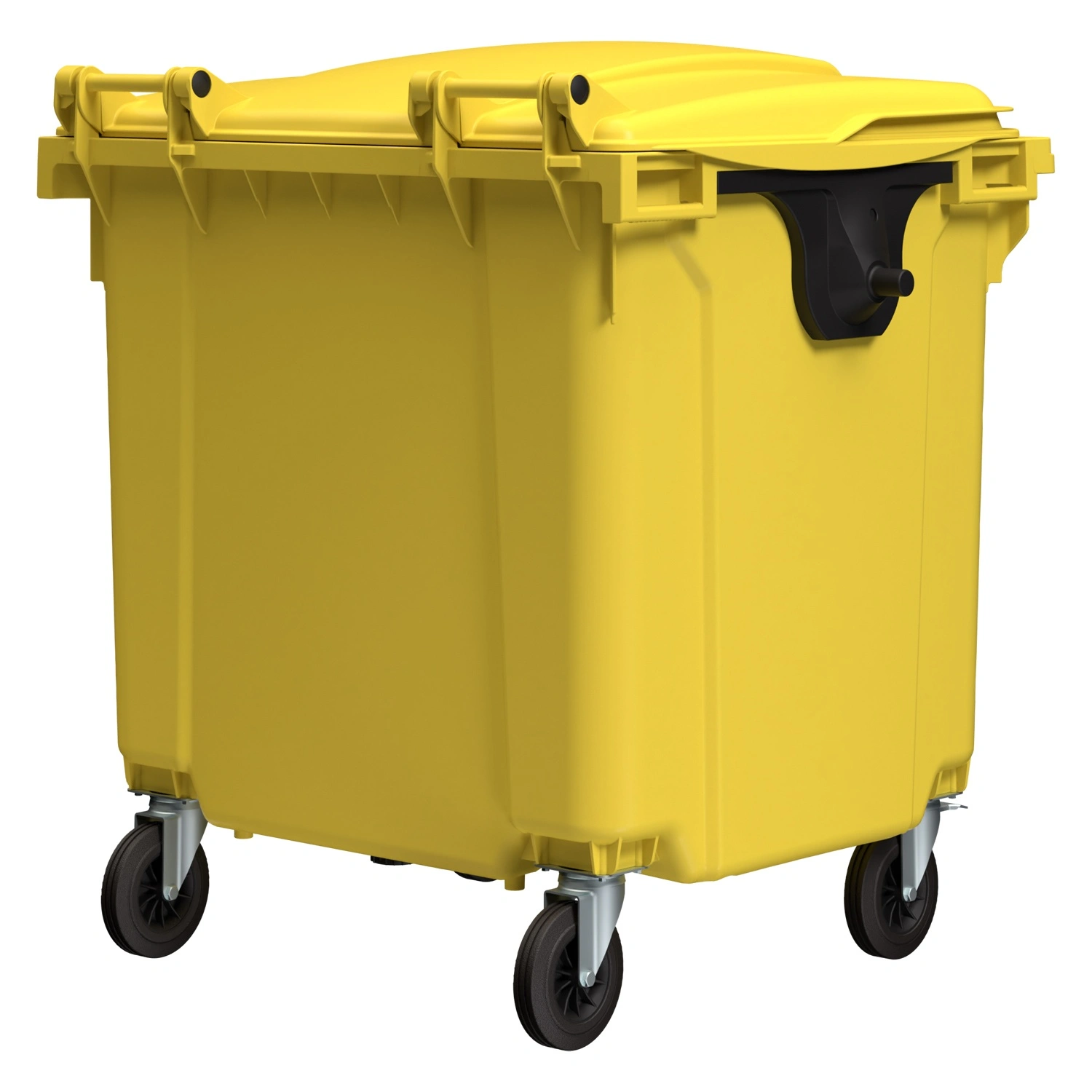 Мусорный контейнер 1100 л iPlast жёлтый 4-колёсный с жёлтой крышкой N2 (20.807.2)