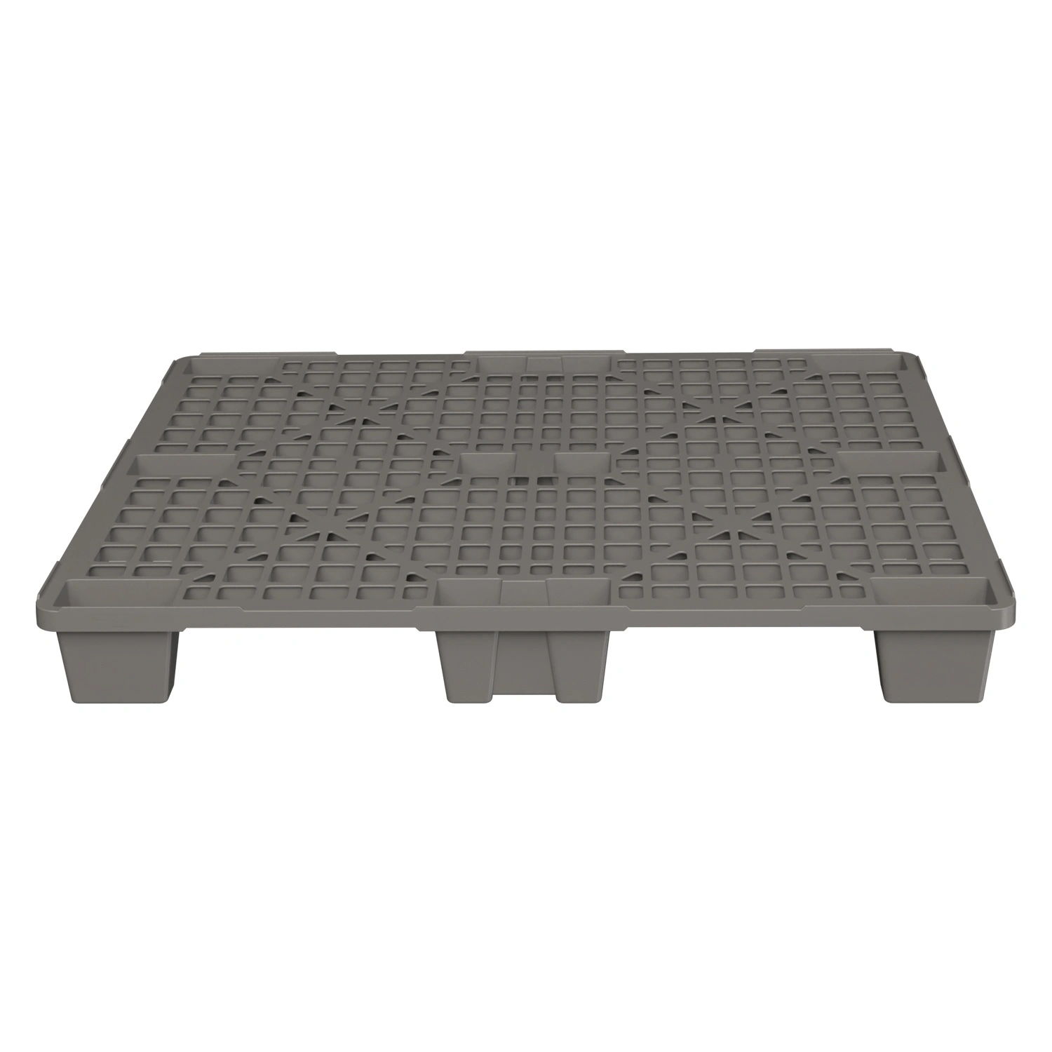 Пластиковый паллет 1200x1000x135 мм iPlast серый перфорированный на ножках с бортиком Пластиковый паллет 1200x1000x135 мм iPlast серый перфорированный на ножках с бортиком