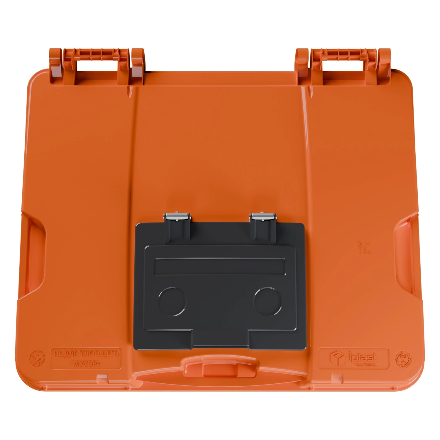 Крышка для мусорного контейнера 1100 л iPlast оранжевая с тёмно-серой мини-крышкой