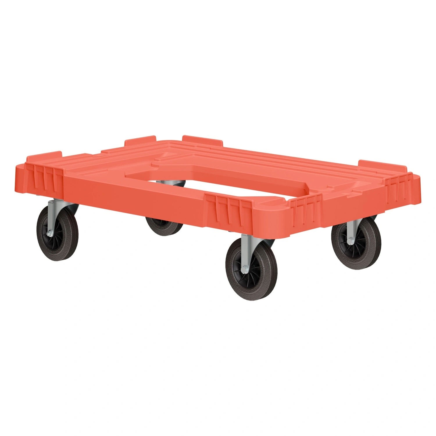 Складская тележка 620x420x185 мм iPlast красная 4-колёсная, без тормоза с отверстием