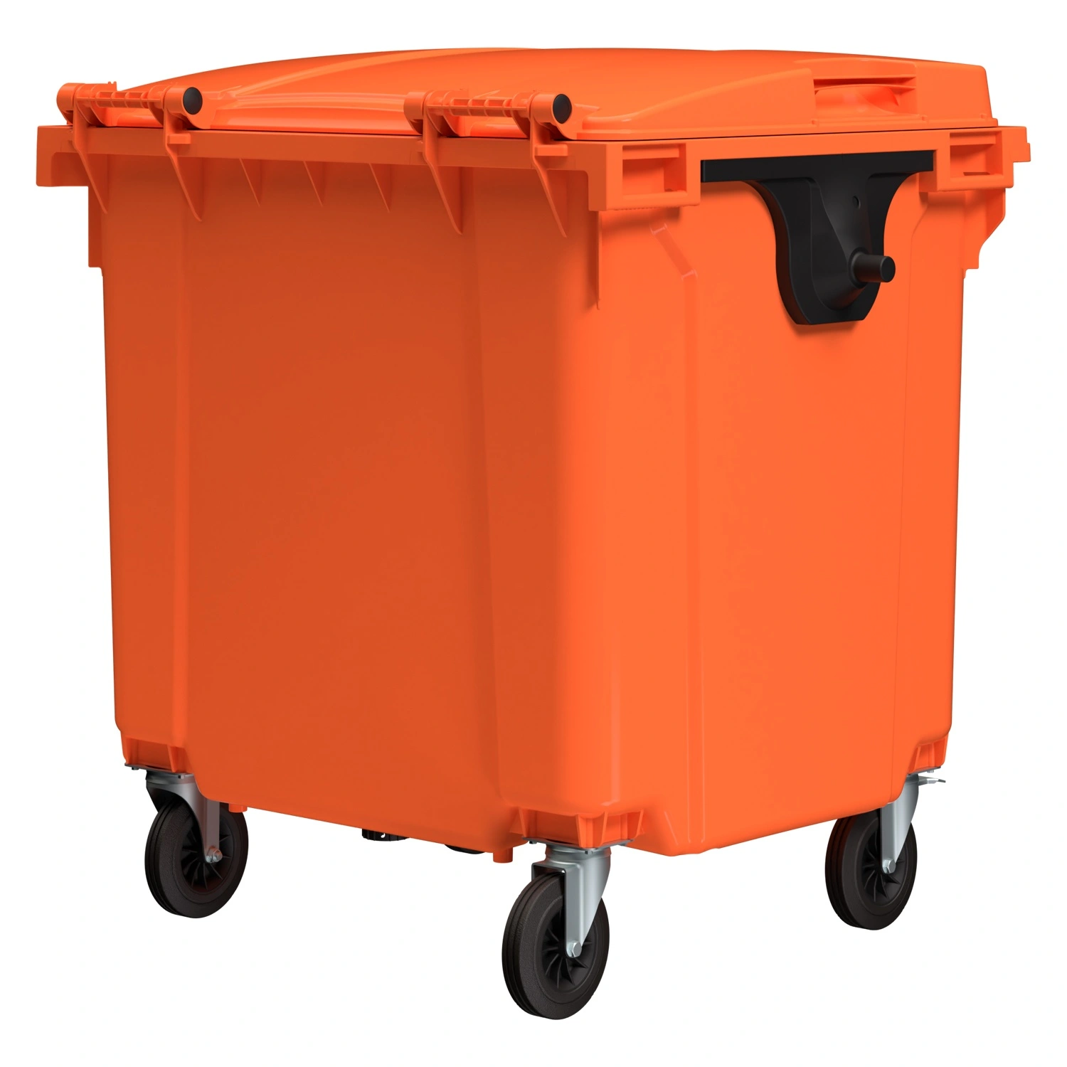 Мусорный контейнер 1100 л iPlast оранжевый 4-колёсный с оранжевой крышкой N1 (20.807.1)