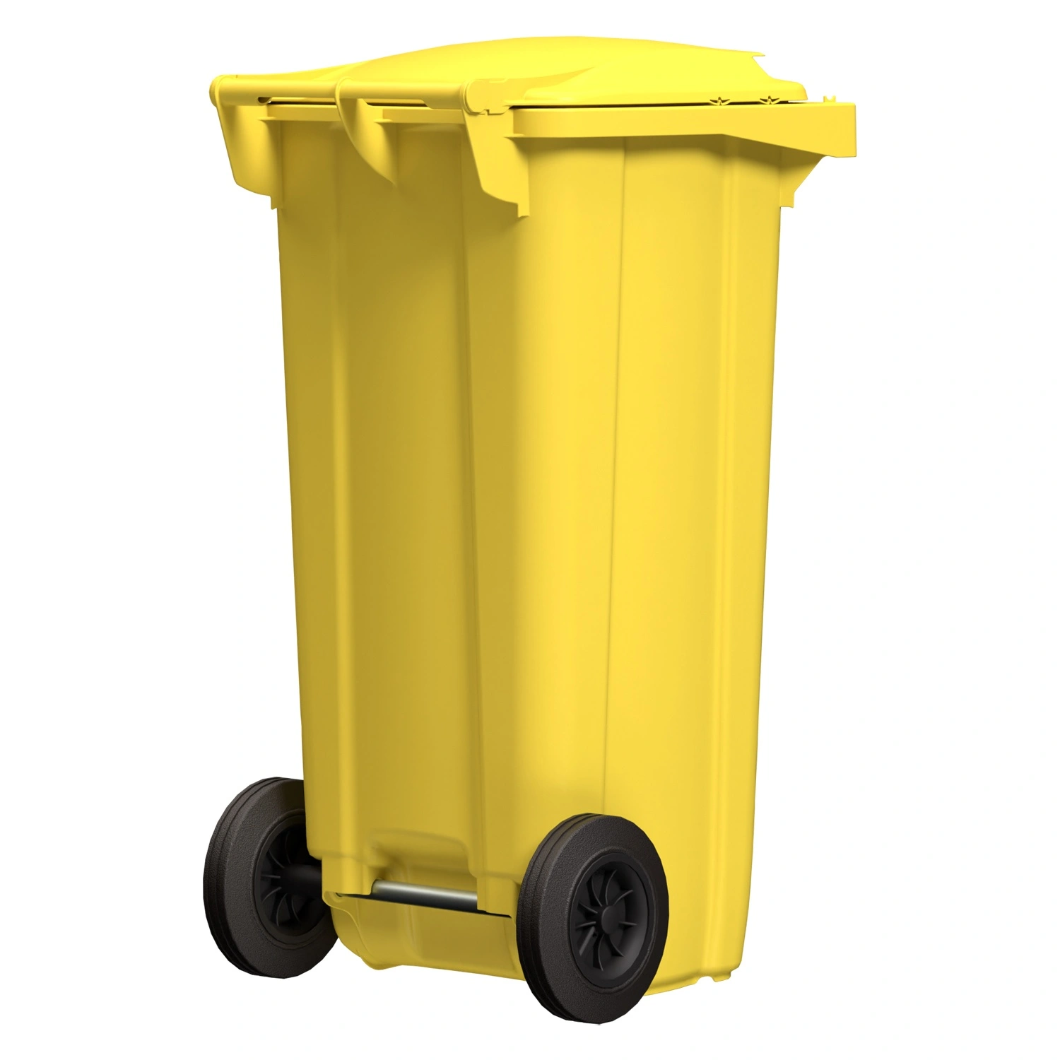 Мусорный контейнер 120 л iPlast жёлтый 2-колёсный (д. 200 мм) с жёлтой крышкой NEW (20.805)