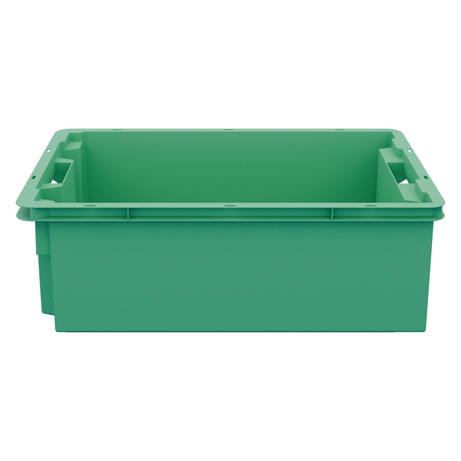Пищевой ящик универсальный 600х400х200 мм iPlast зелёный ЭКО со сплошными стенками и дном