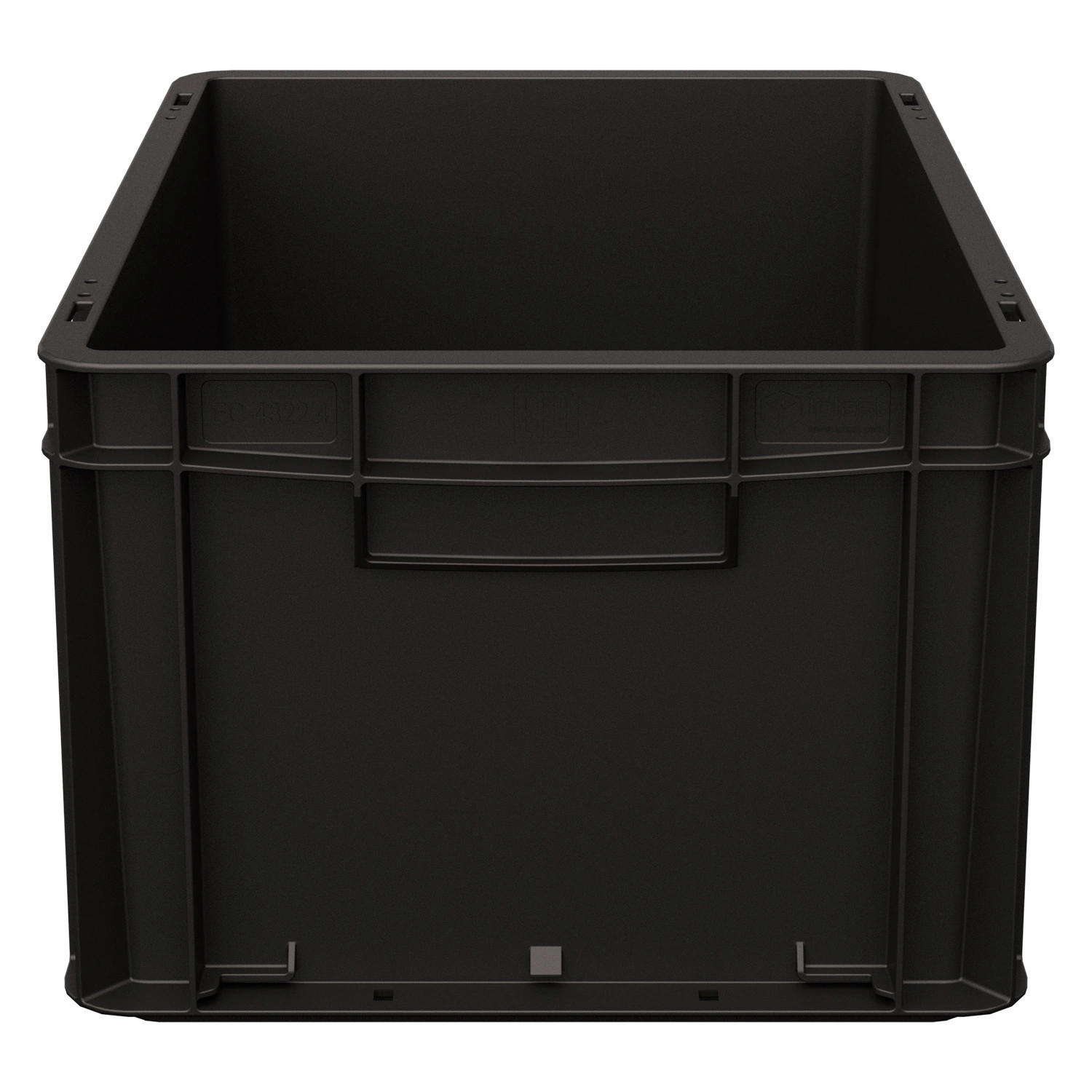 Евроконтейнер ЕС-4322.4 400х300х220 мм iPlast чёрный ЭКО с усиленным дном, закрытыми ручками