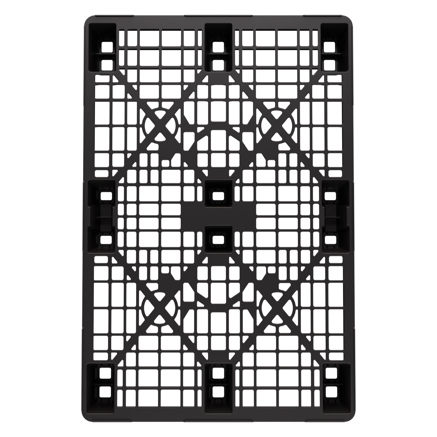 Пластиковый паллет 1200x800x140 мм iPlast чёрный ЭКО перфорированный на ножках с бортиком Пластиковый паллет 1200x800x140 мм iPlast чёрный ЭКО перфорированный на ножках с бортиком