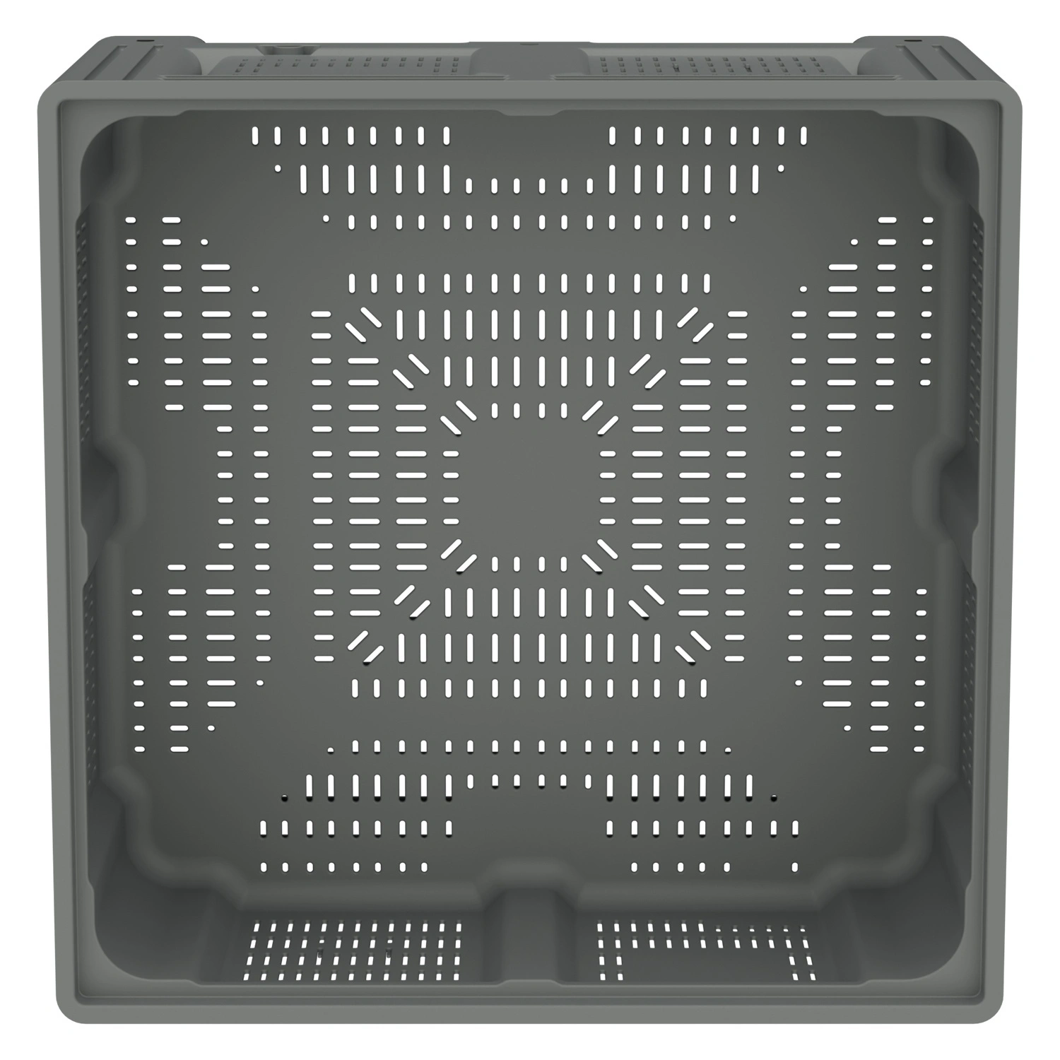 Большой контейнер 1130x1130x580 мм iPlast iBOX светло-серый c перфорированными стенками и дном, на ножках