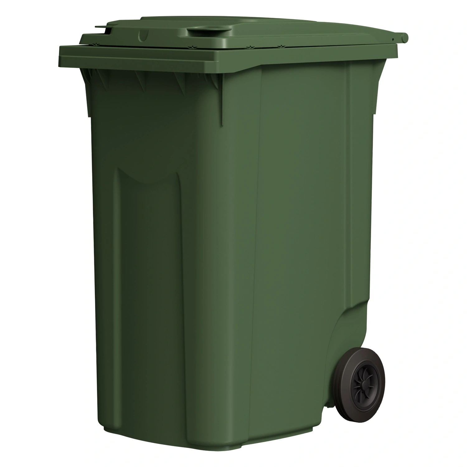 Мусорный контейнер 360 л iPlast зелёный 2-колёсный (д. 200 мм) с зелёной крышкой