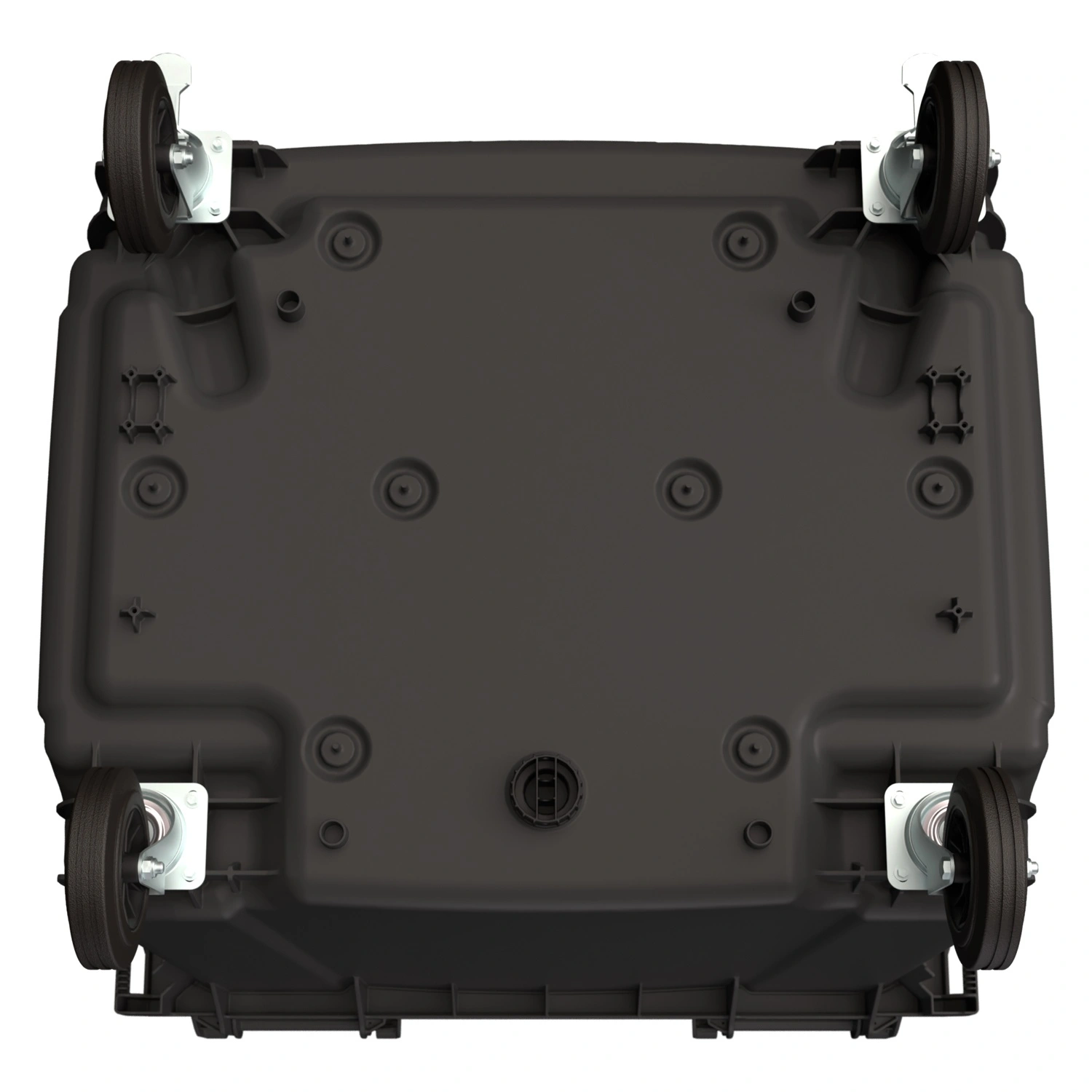 Мусорный контейнер 1100 л iPlast тёмно-серый 4-колёсный с тёмно-серой крышкой и мини-крышкой