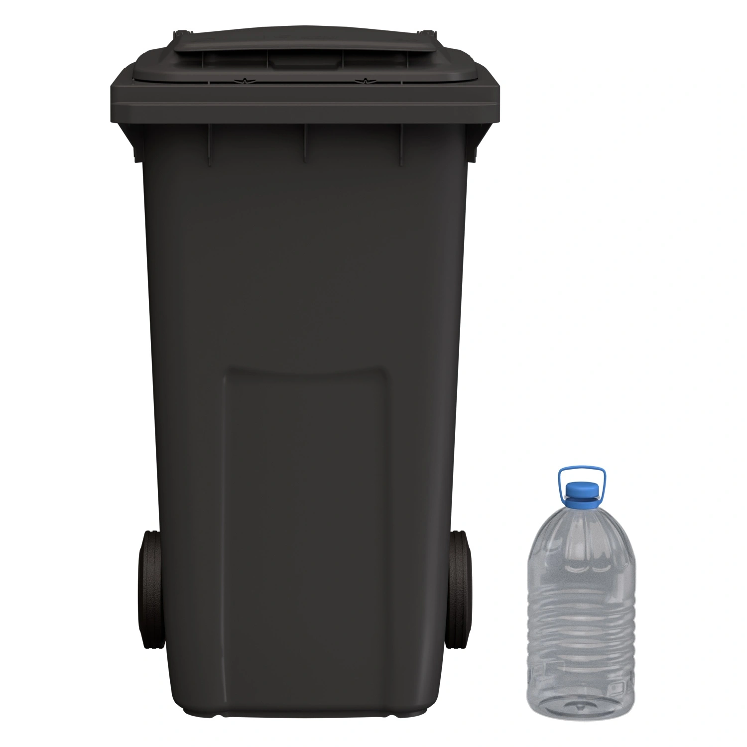 Мусорный контейнер 240 л iPlast тёмно-серый 2-колёсный (д. 200 мм) с тёмно-серой крышкой NEW (20.808)