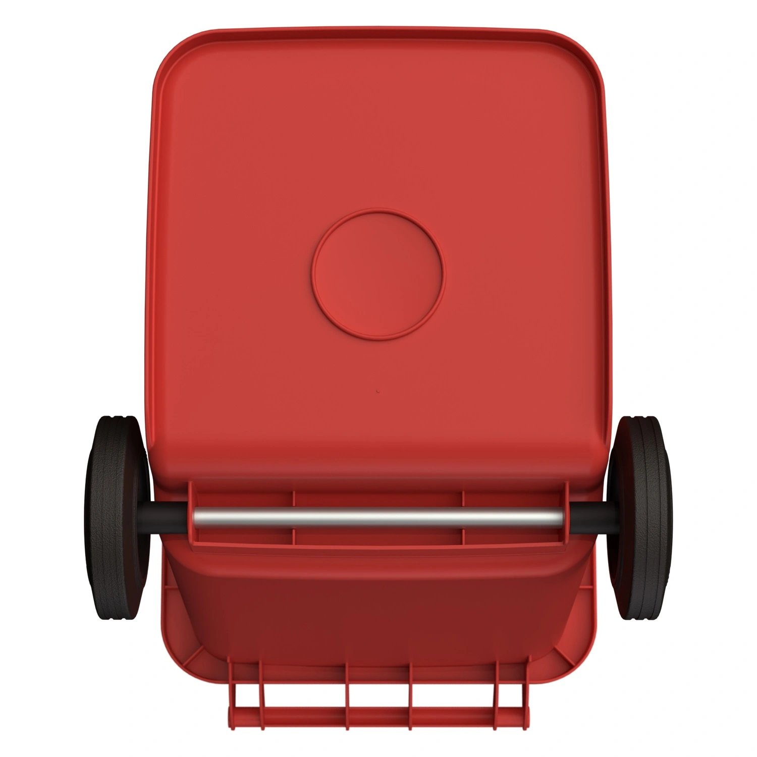 Мусорный контейнер 240 л iPlast красный 2-колёсный (д. 200 мм) с красной полипропиленовой крышкой
