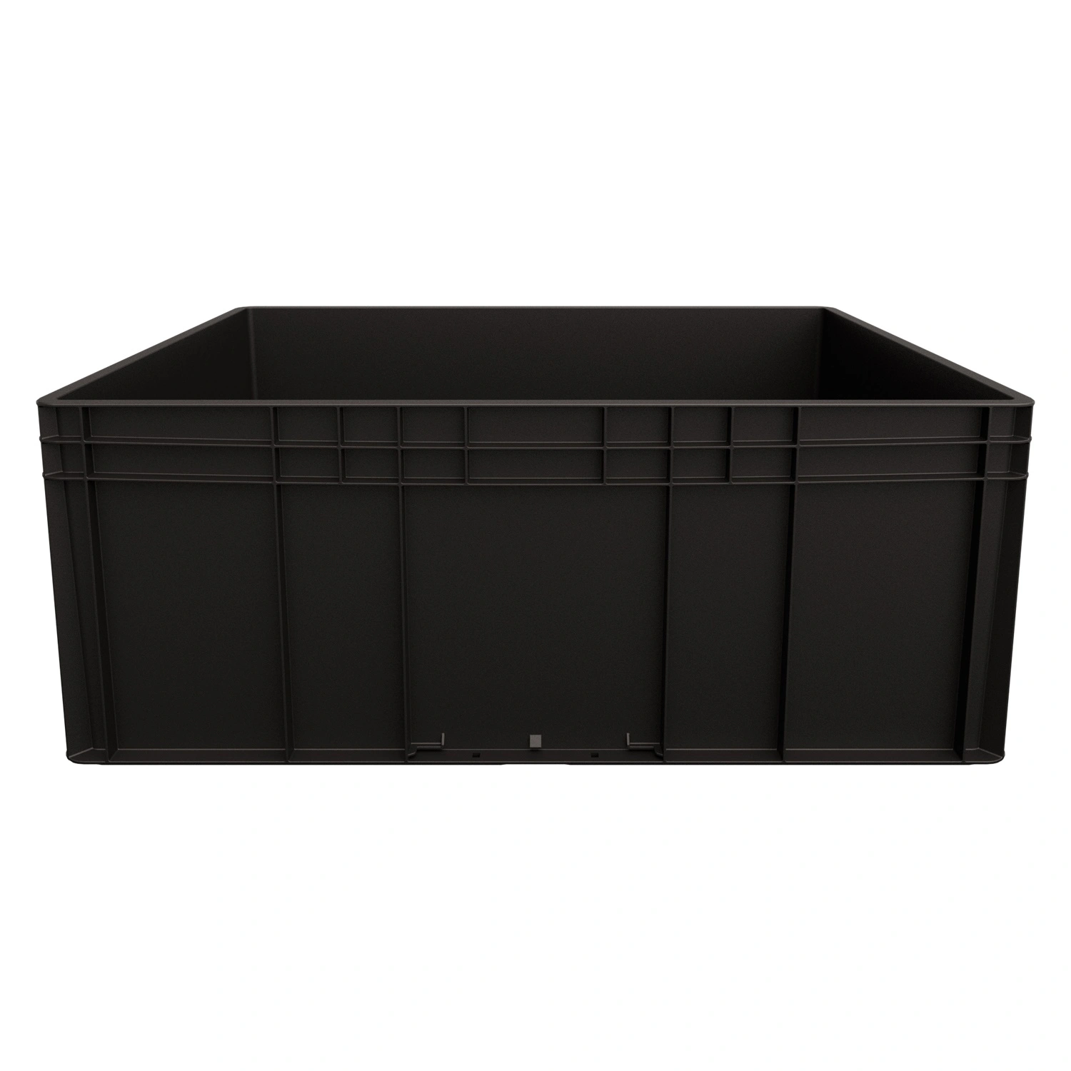 Евроконтейнер ЕС-8632.4 800х600х320 мм iPlast чёрный ЭКО с усиленным дном, закрытыми ручками