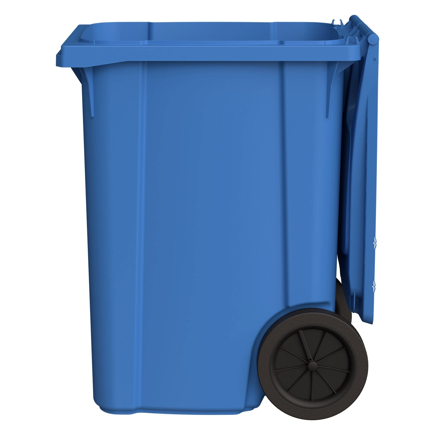 Мусорный контейнер 360 л iPlast тёмно-голубой 2-колёсный (д. 300 мм) с тёмно-голубой крышкой