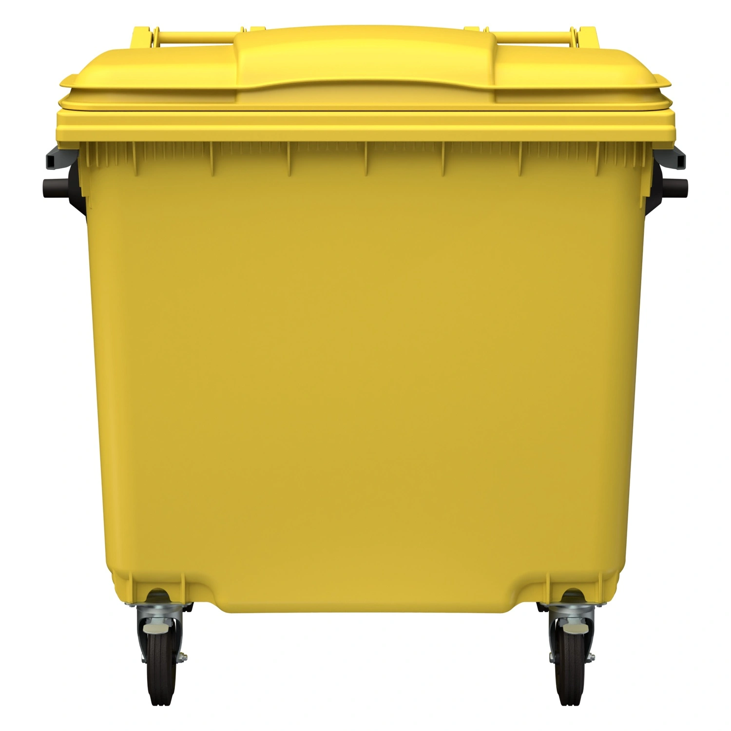 Мусорный контейнер 1100 л iPlast жёлтый 4-колёсный с жёлтой крышкой без педали
