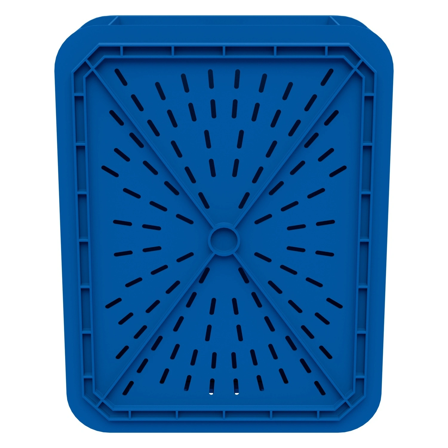 Пищевой ящик универсальный 435х335х110 мм iPlast синий ЭКО с перфорированными стенками и дном с крышкой