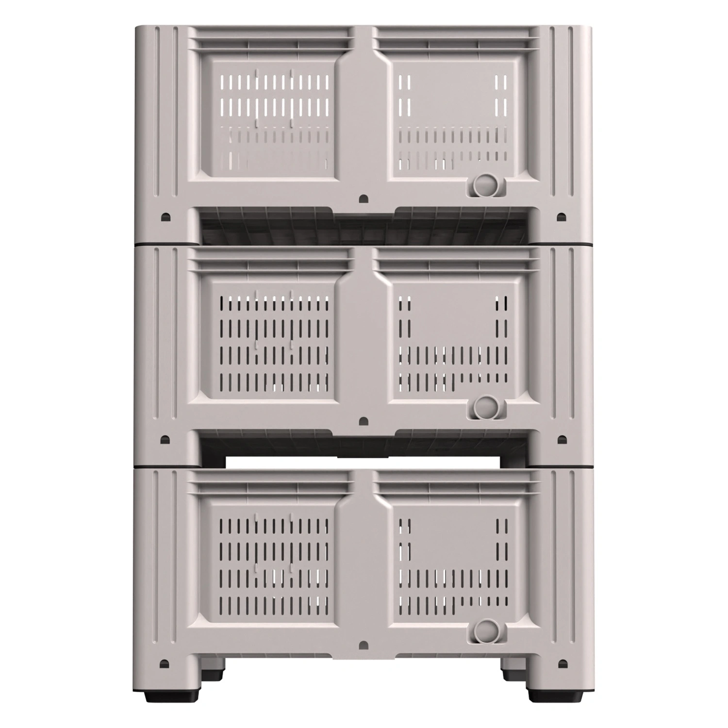 Большой контейнер 1130x1130x580 мм iPlast iBOX светло-серый c перфорированными стенками и дном, на ножках