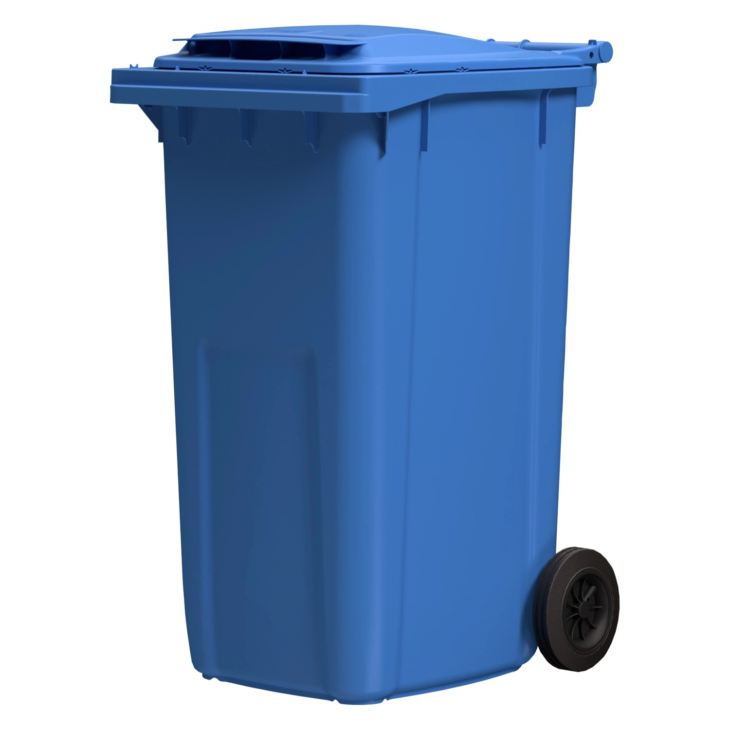 Мусорный контейнер 240 л iPlast тёмно-голубой 2-колёсный (д. 200 мм) с тёмно-голубой крышкой Мусорный контейнер 240 л iPlast тёмно-голубой 2-колёсный (д. 200 мм) с тёмно-голубой крышкой
