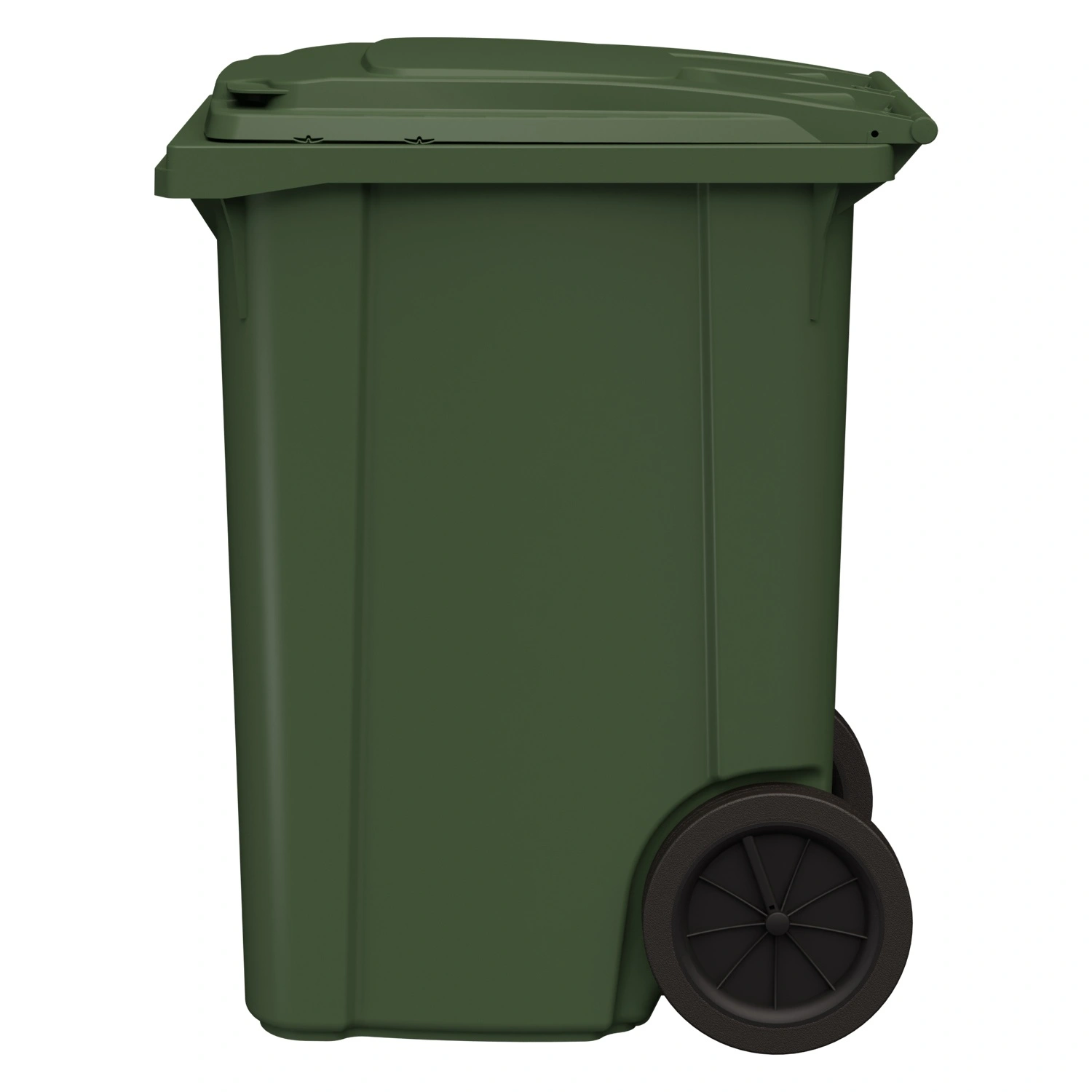 Мусорный контейнер 360 л iPlast зелёный 2-колёсный (д. 300 мм) с зелёной крышкой