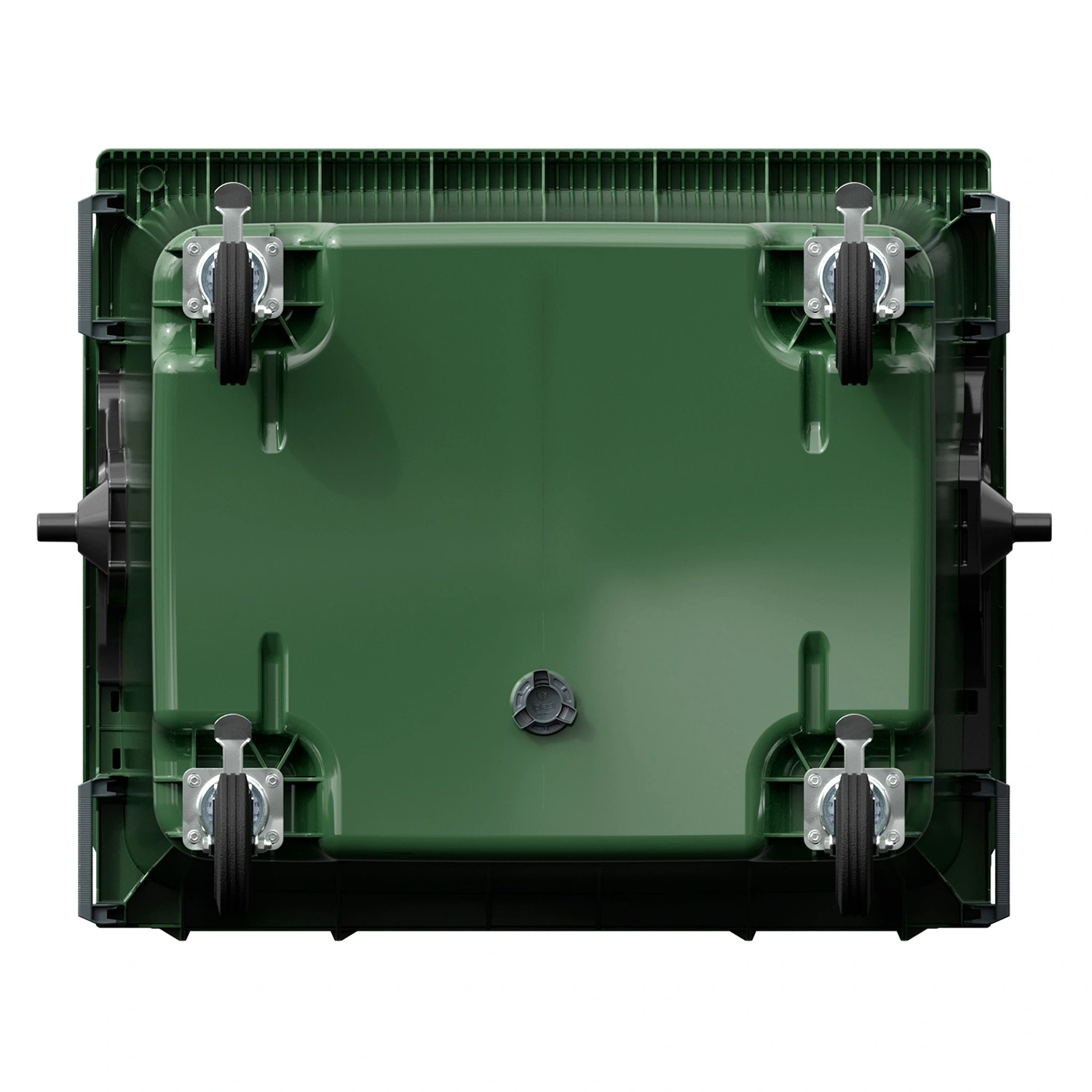 Мусорный контейнер 1100 л iPlast зелёный 4-х колёсный с зелёной крышкой без педали N2 (20.809.2)