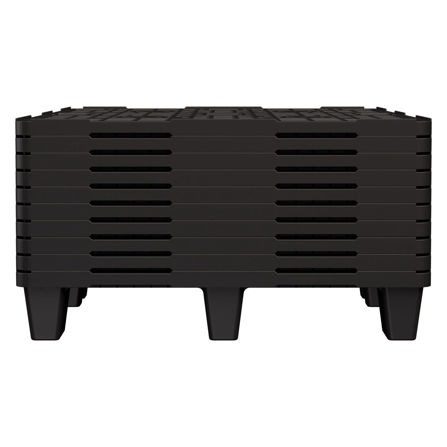 Пластиковый паллет 1200x800x140 мм iPlast чёрный ЭКО перфорированный на ножках с бортиком Пластиковый паллет 1200x800x140 мм iPlast чёрный ЭКО перфорированный на ножках с бортиком