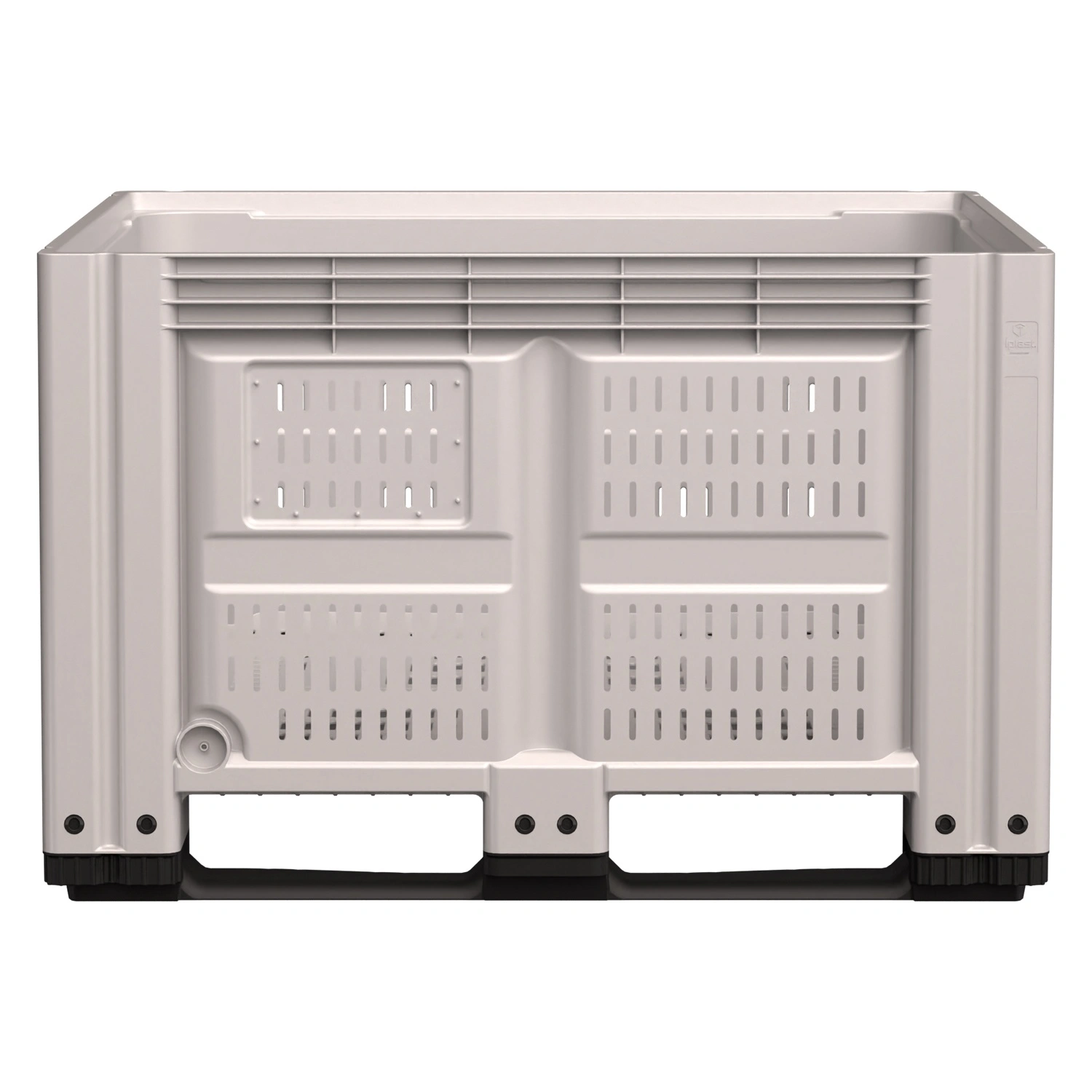 Большой контейнер 1200x1000x780 мм iPlast iBOX светло-серый c перфорированными стенками и дном, на полозьях