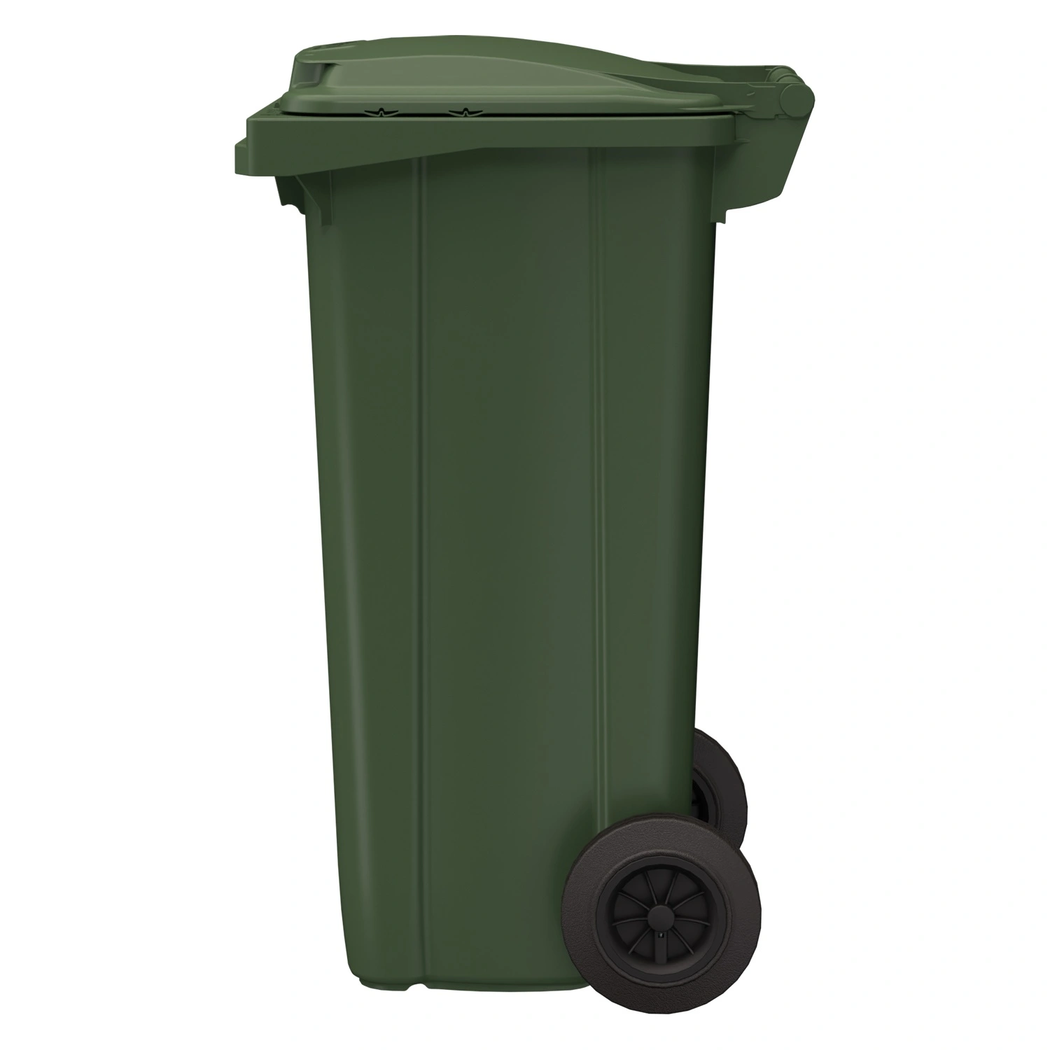 Мусорный контейнер 120 л iPlast зелёный 2-колёсный (д. 200 мм) с зелёной крышкой NEW (20.805)