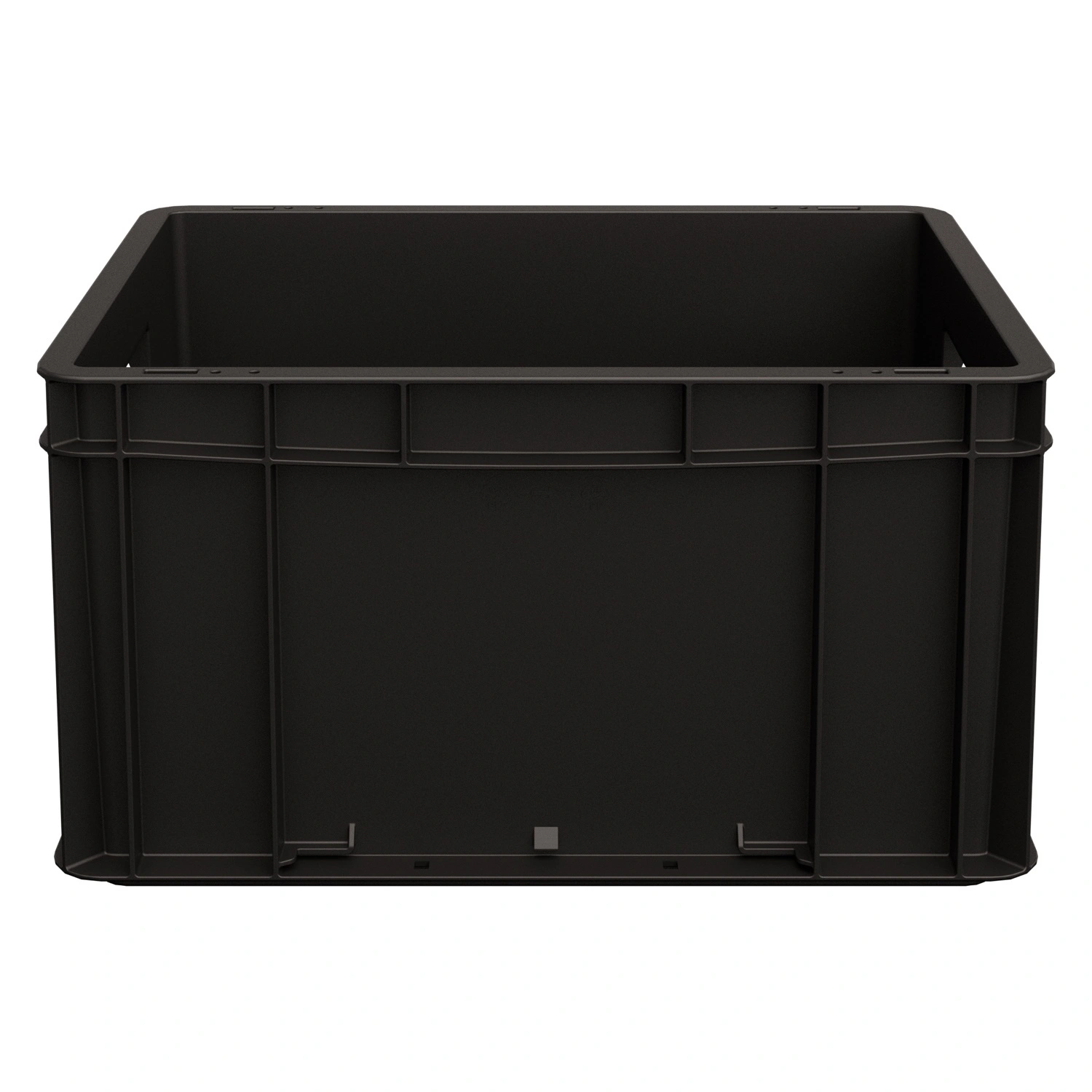 Евроконтейнер ЕС-4322.2 400х300х220 мм iPlast чёрный ЭКО со сплошным дном, закрытыми ручками
