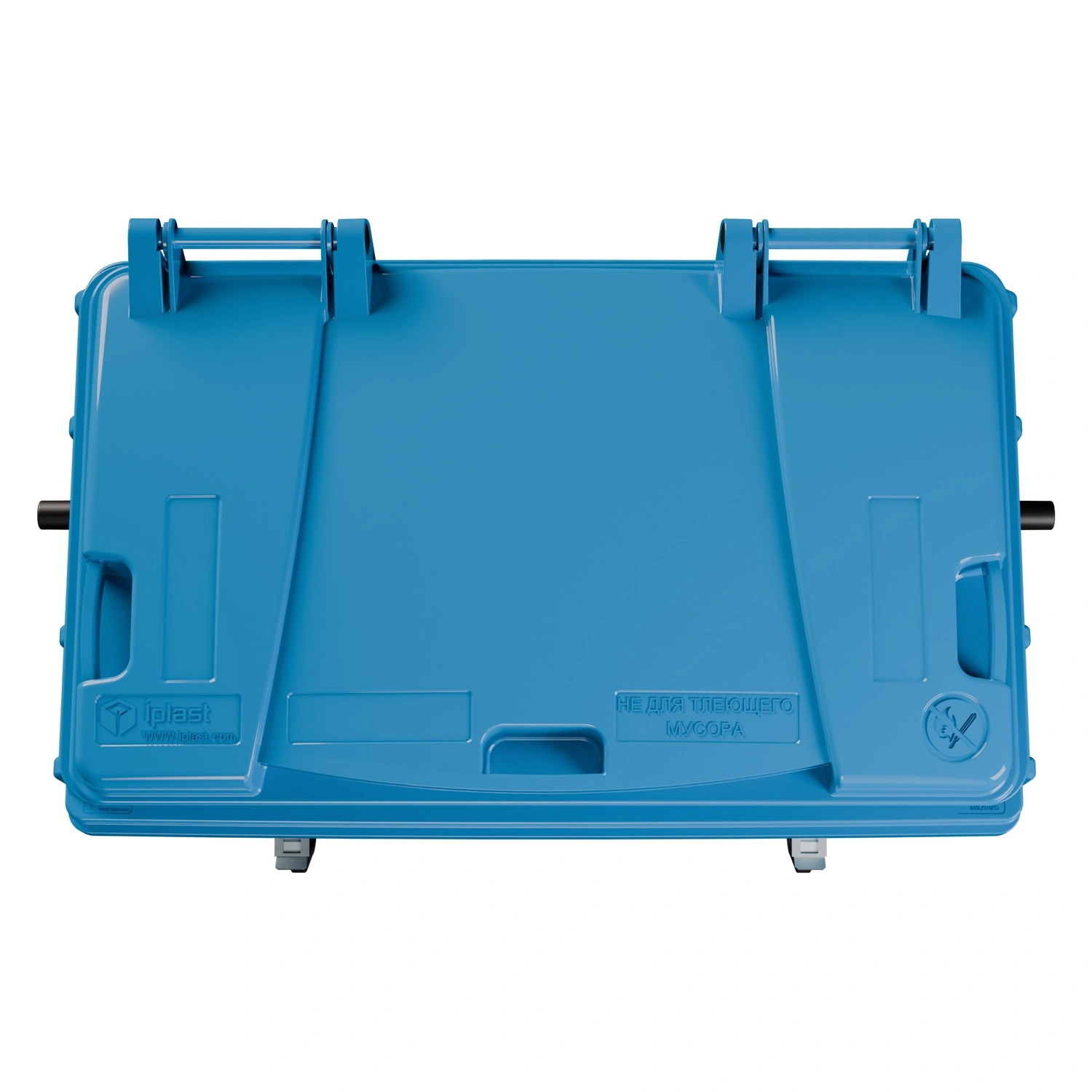 Мусорный контейнер 660 л iPlast тёмно-голубой 4-колёсный с тёмно-голубой крышкой