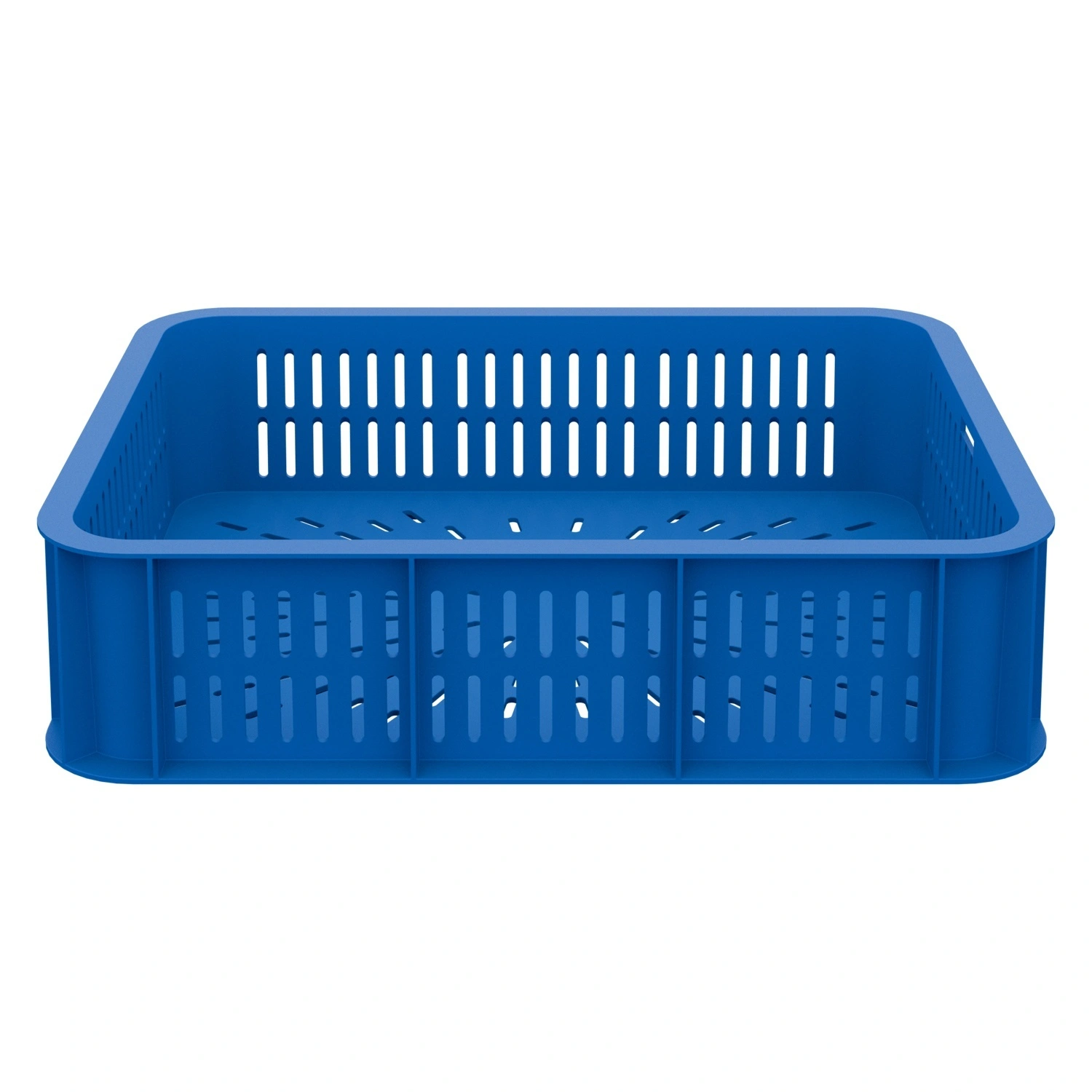 Пищевой ящик универсальный 435х335х110 мм iPlast синий ЭКО с перфорированными стенками и дном
