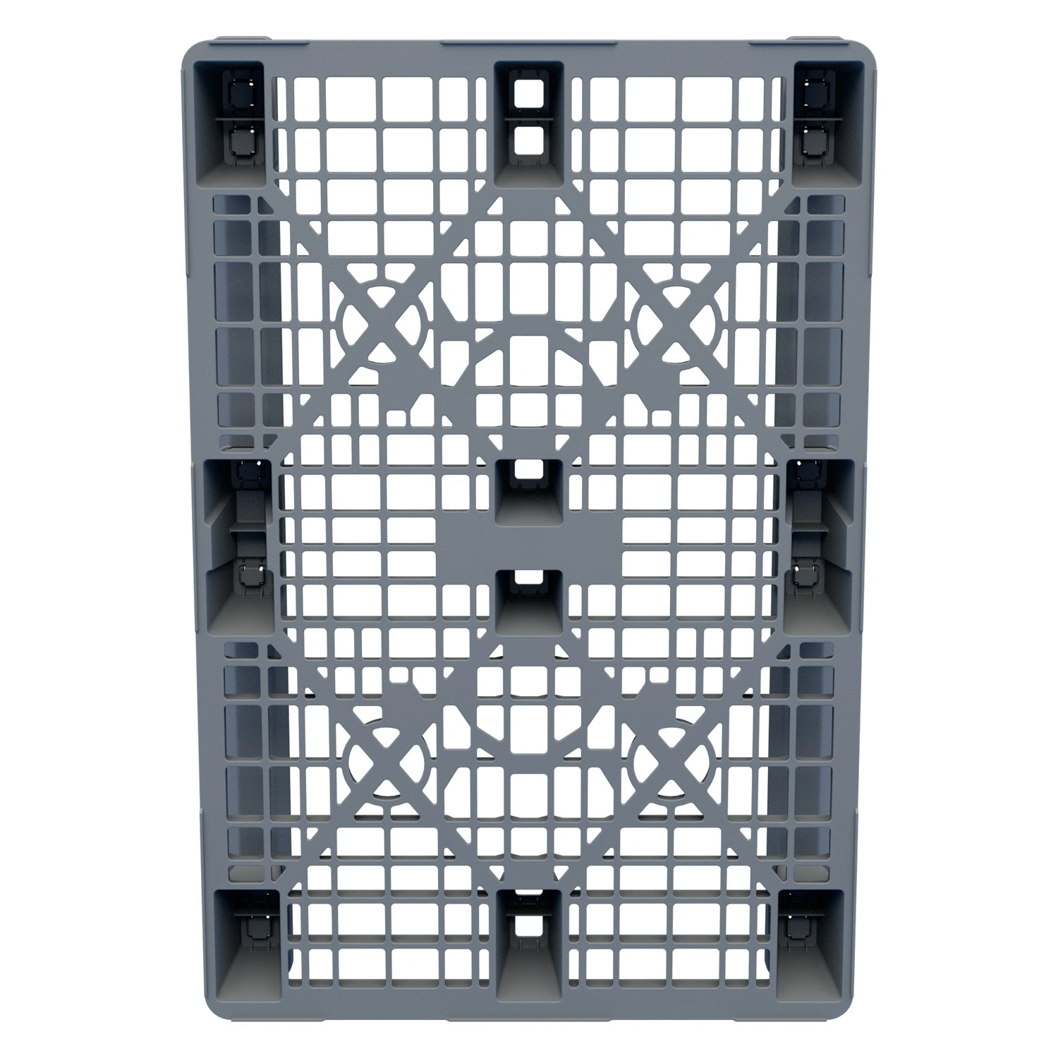 Пластиковый паллет 1200х800х150 мм iPlast серый усиленный перфорированный на 2 полозьях с бортиком