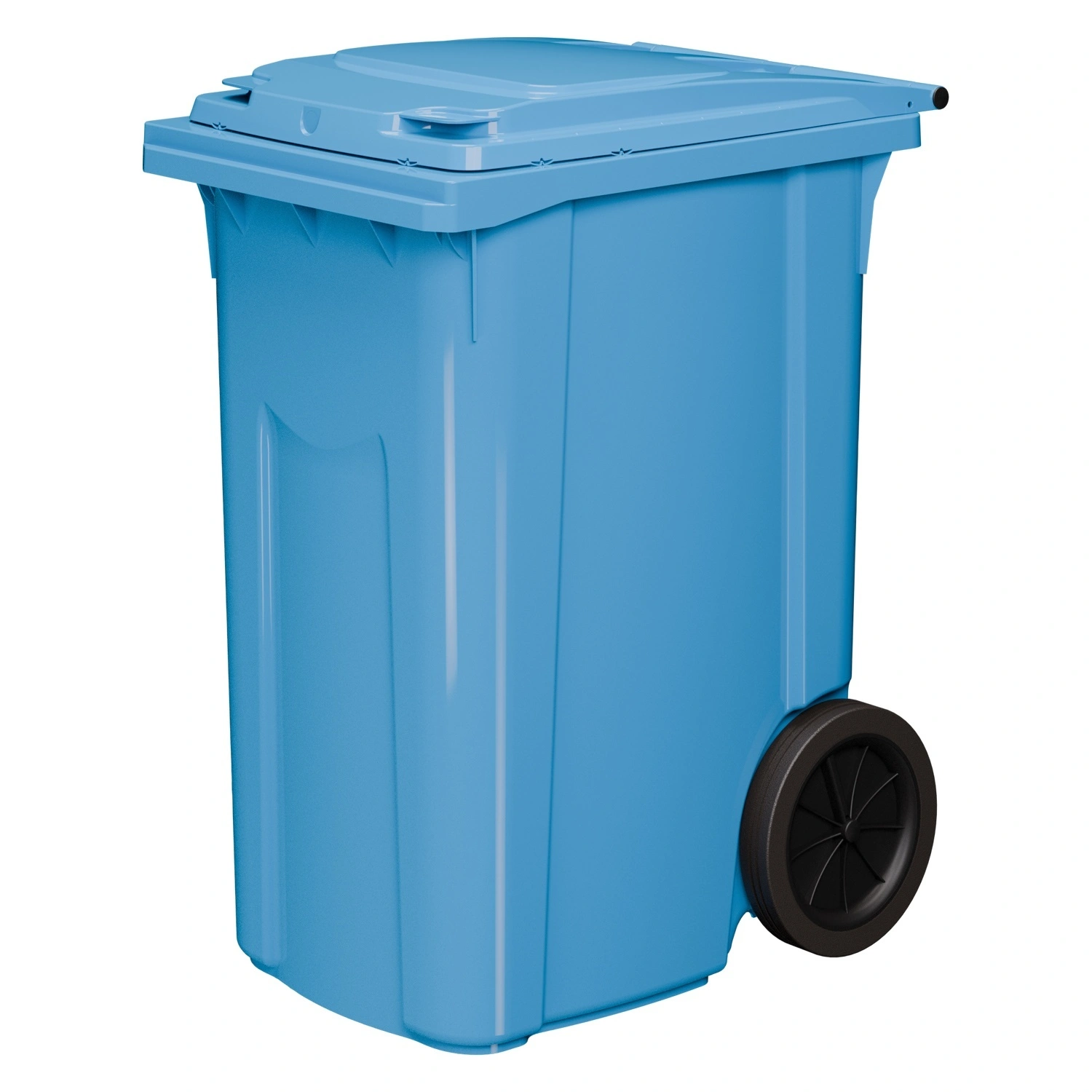 Мусорный контейнер 360 л iPlast тёмно-голубой 2-колёсный (д. 300 мм) с тёмно-голубой крышкой