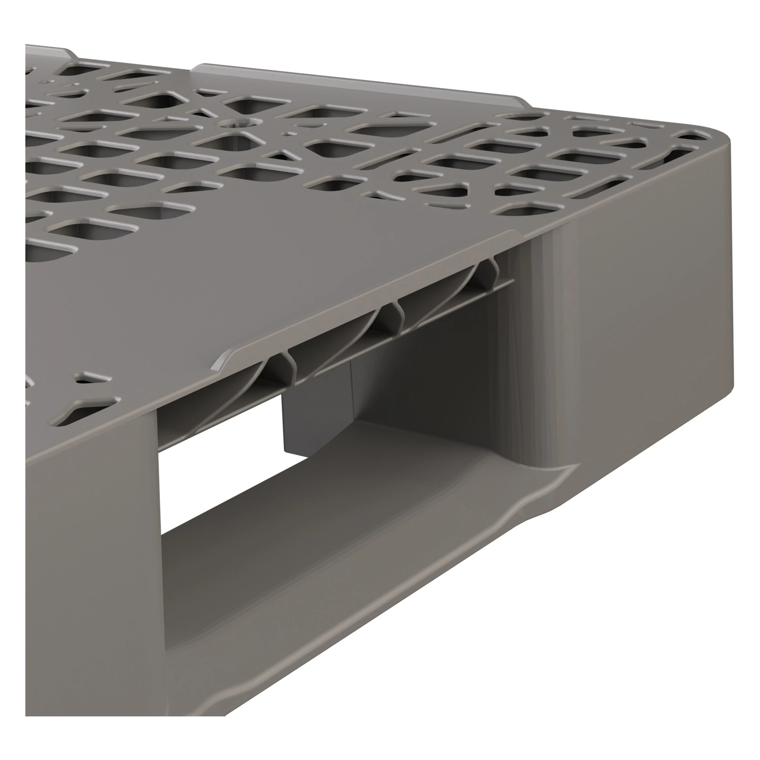 Пластиковый паллет 1200x1000x150 мм iPlast серый перфорированный на 2 полозьях с бортиком Пластиковый паллет 1200x1000x150 мм iPlast серый перфорированный на 2 полозьях с бортиком