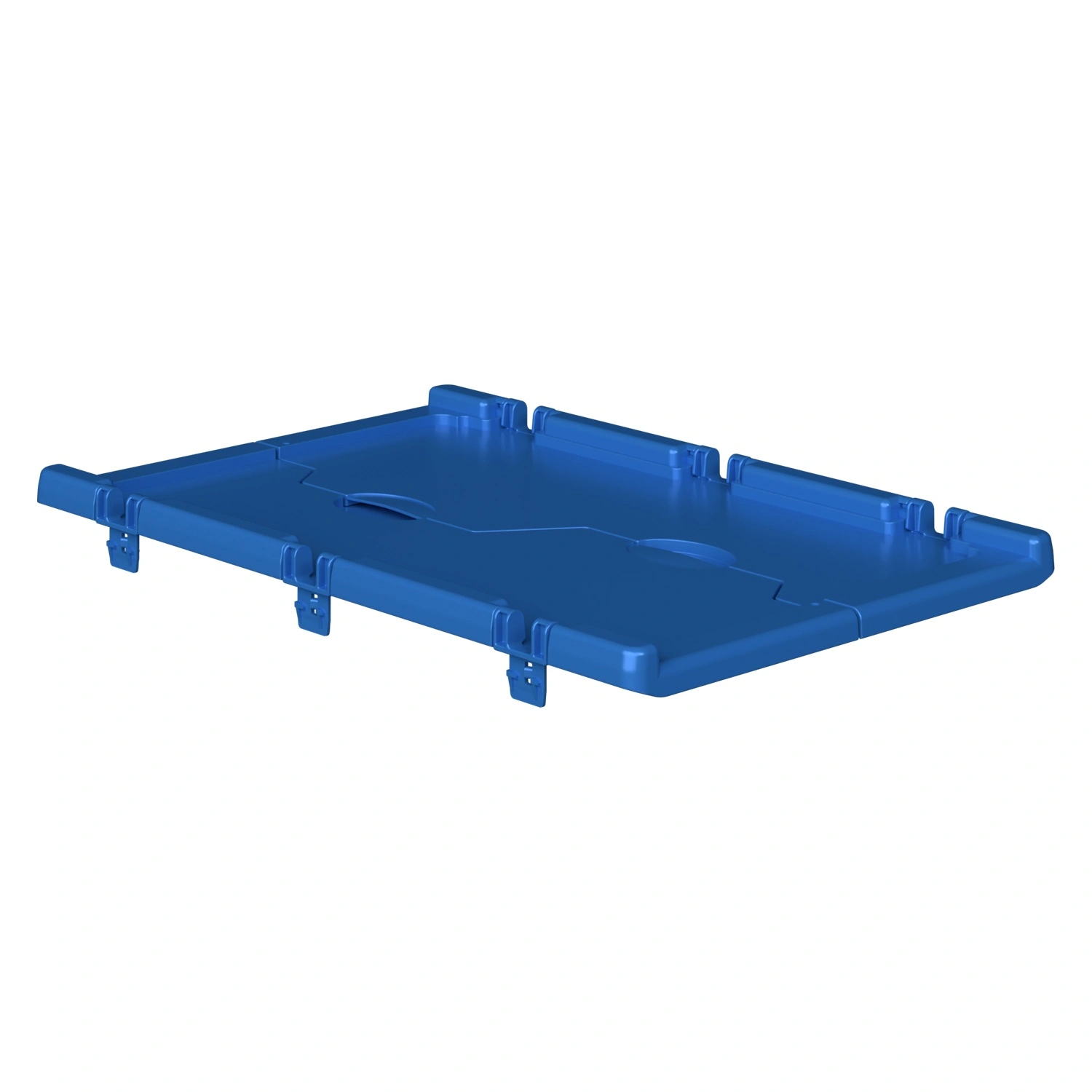 Крышка пластиковая LF-64 610х410 мм iPlast голубая распашная c осями для контейнера KV-6417, 6422, 6427